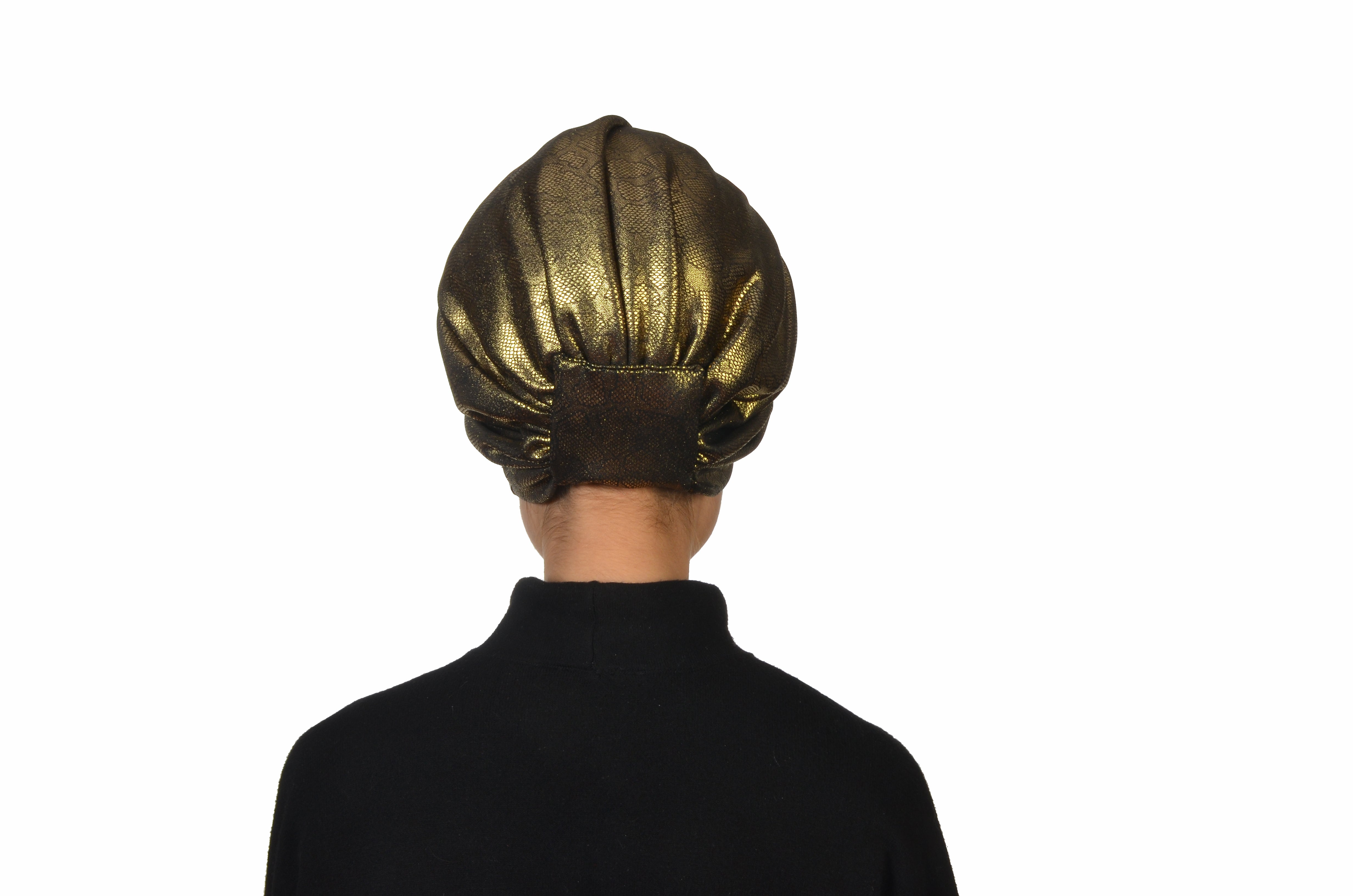 Sahara Deri Görünümlü Şık Bone - Esnek Kumaş - Altın Rengi - BitterColors