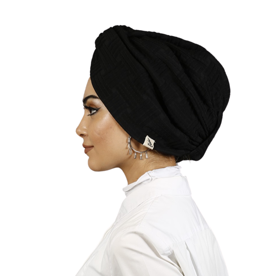 Burgulu Dama Desenli Bone - Kalın Kumaş - Siyah Renk - Çift Taraflı - BitterColors