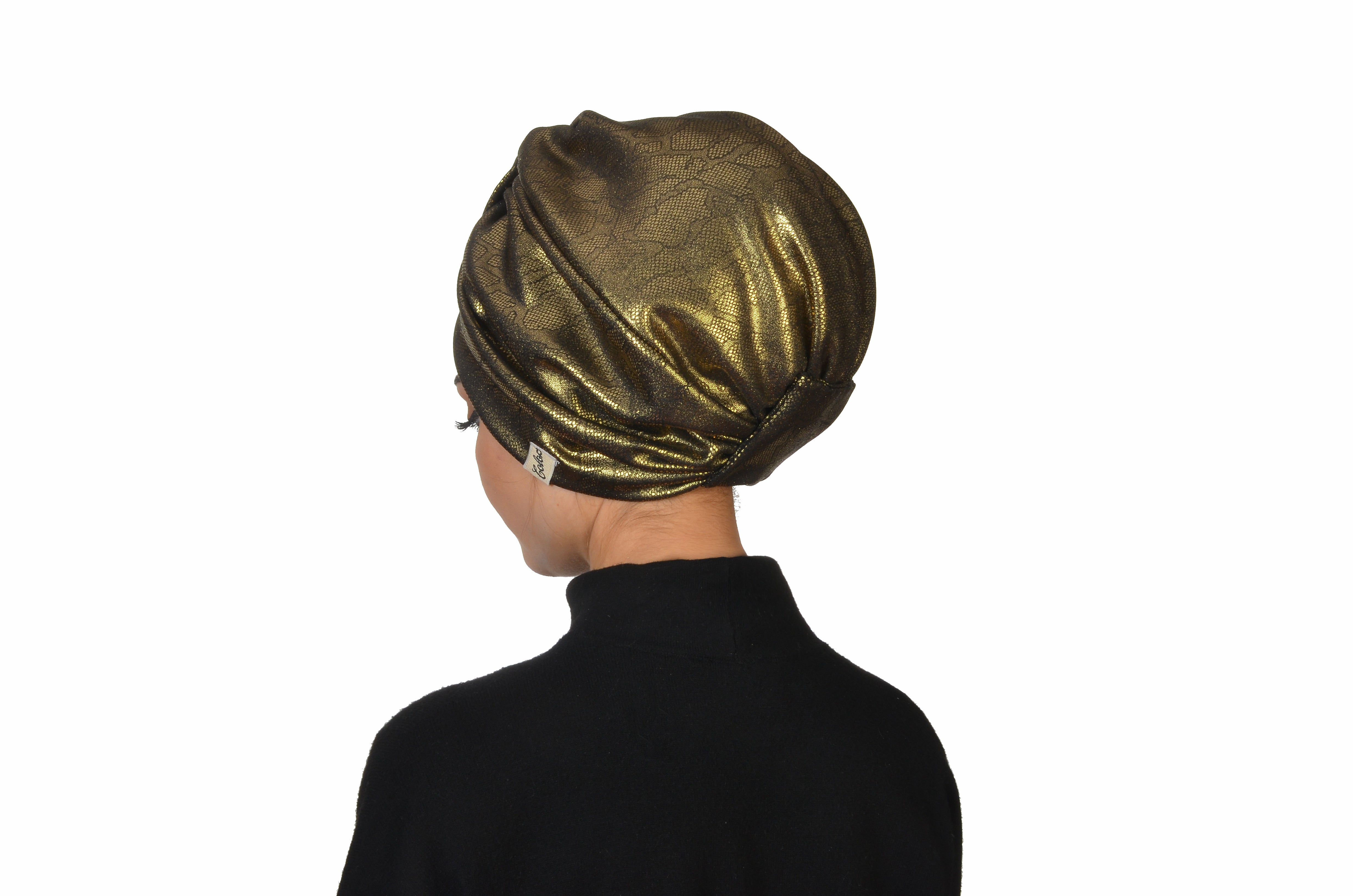 Sahara Deri Görünümlü Şık Bone - Esnek Kumaş - Altın Rengi - BitterColors