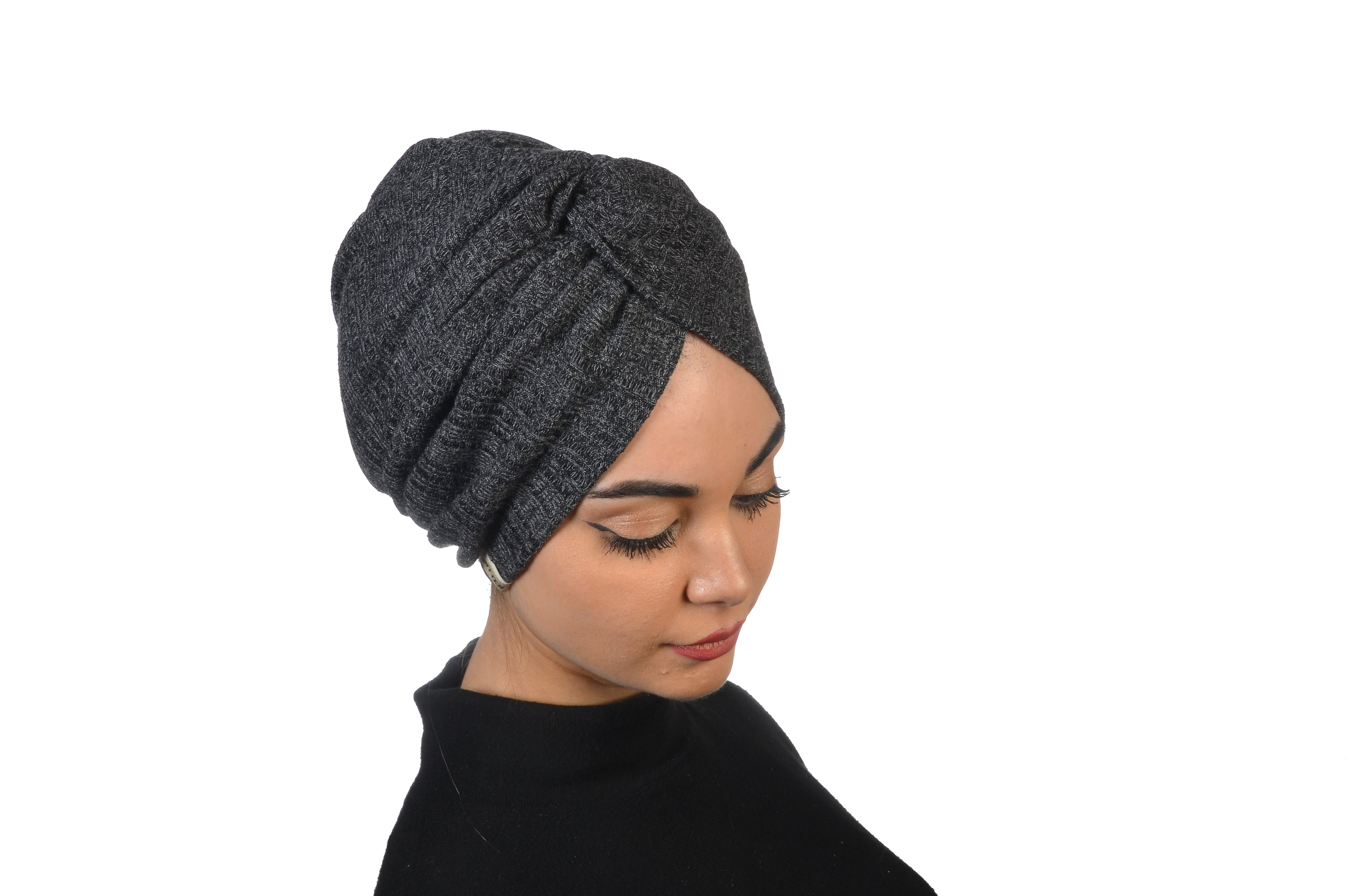 Burgulu Örme Bone - Esnek Triko Kumaş - Antrasit Rengi - BitterColors