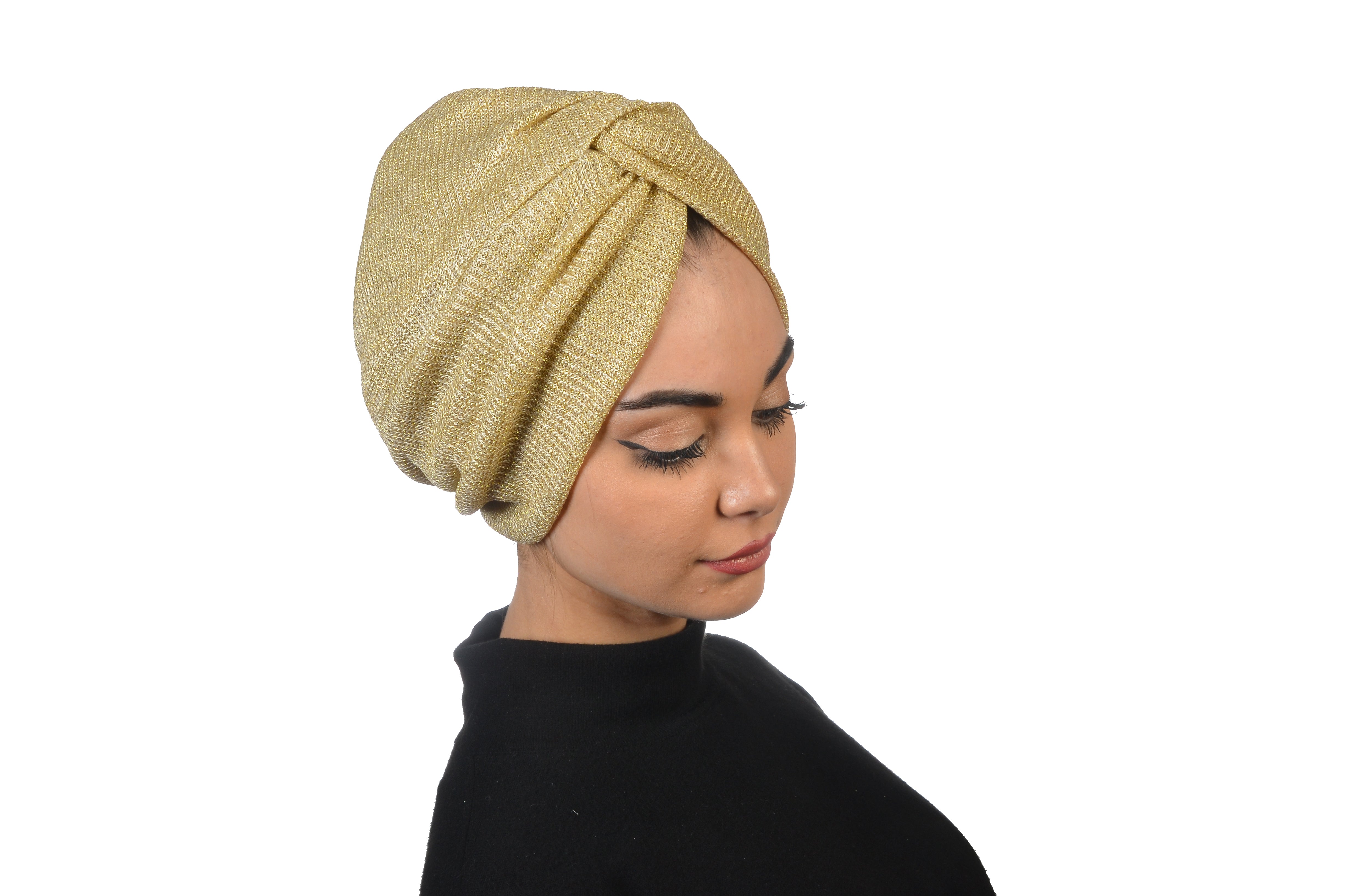 Burgulu Örme Bone - Esnek Triko Kumaş - Altın Rengi - BitterColors