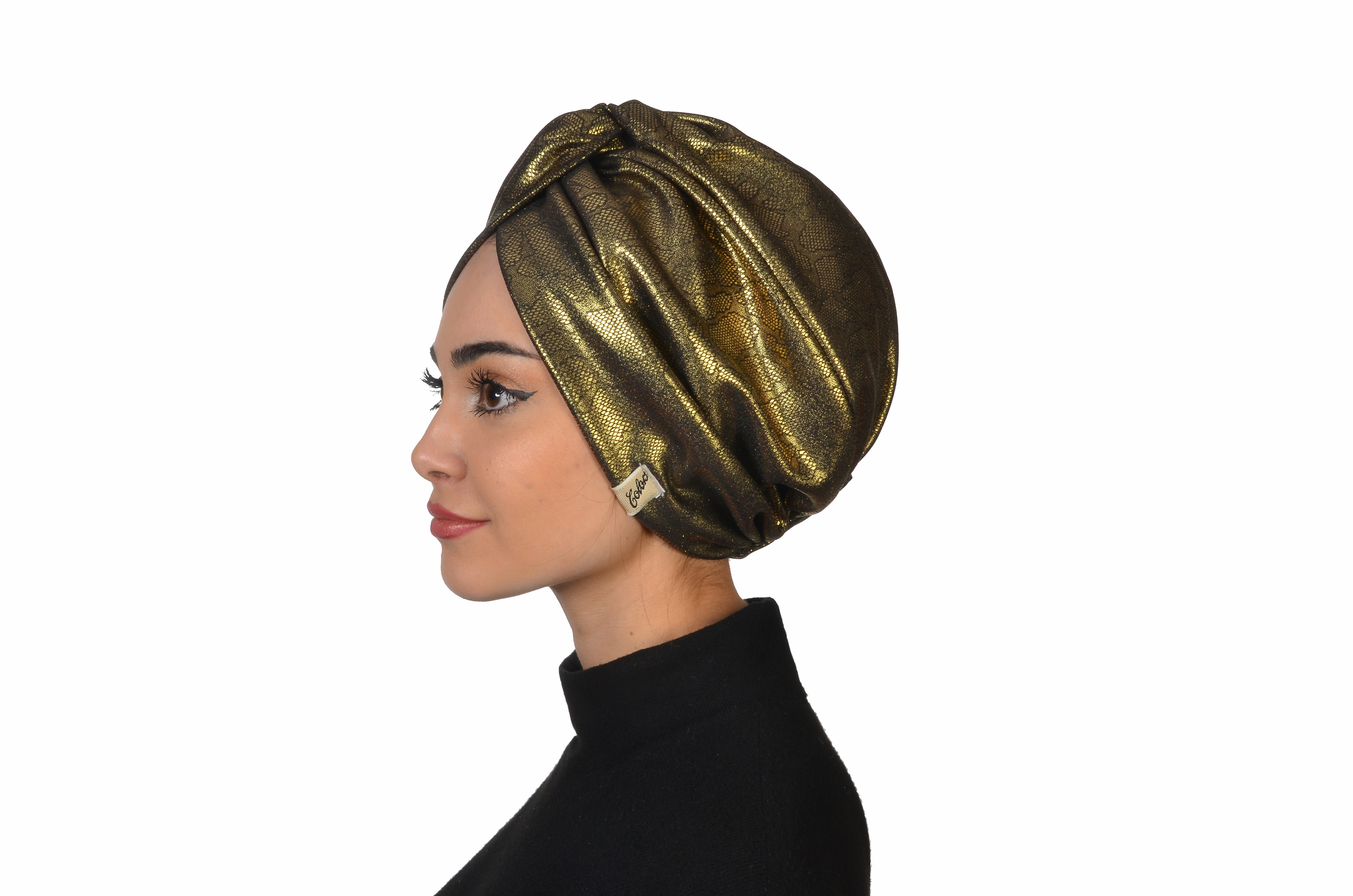 Sahara Deri Görünümlü Şık Bone - Esnek Kumaş - Altın Rengi - BitterColors