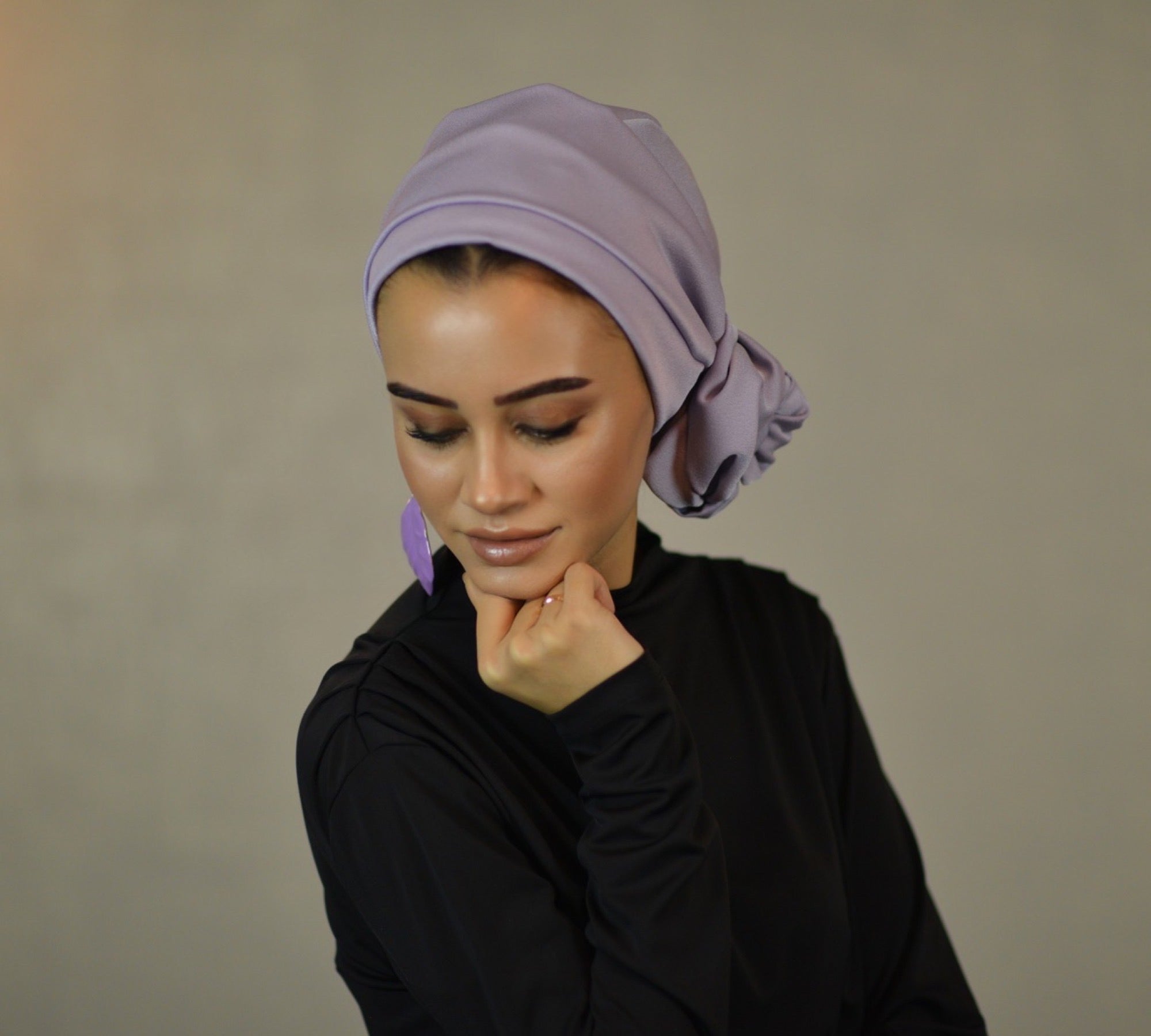 Dubai Krep Saten Bone - Bağlamalı Bone - BitterColors