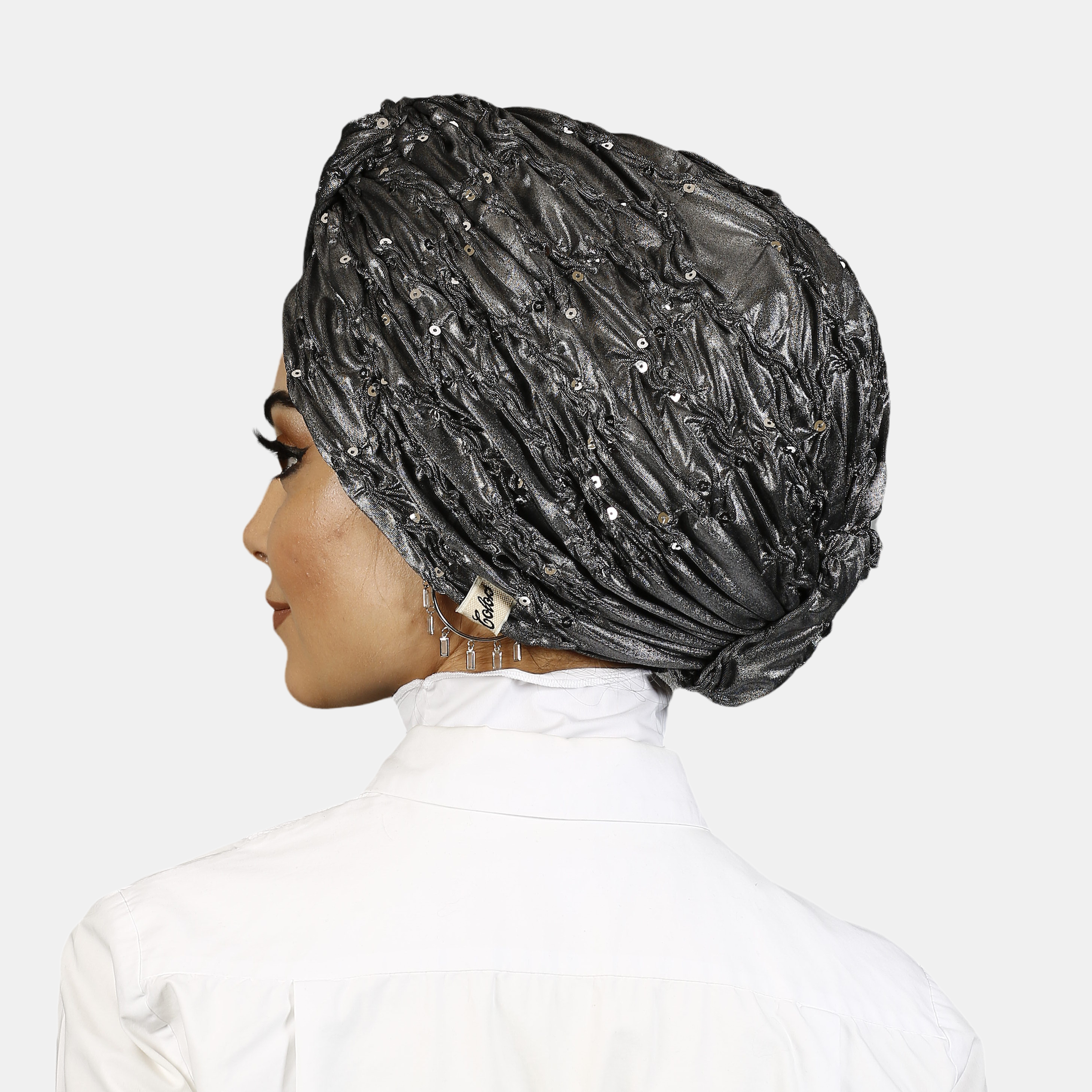 Burgulu Şık Bone - Parlak Kumaş - Gümüş Rengi - BitterColors