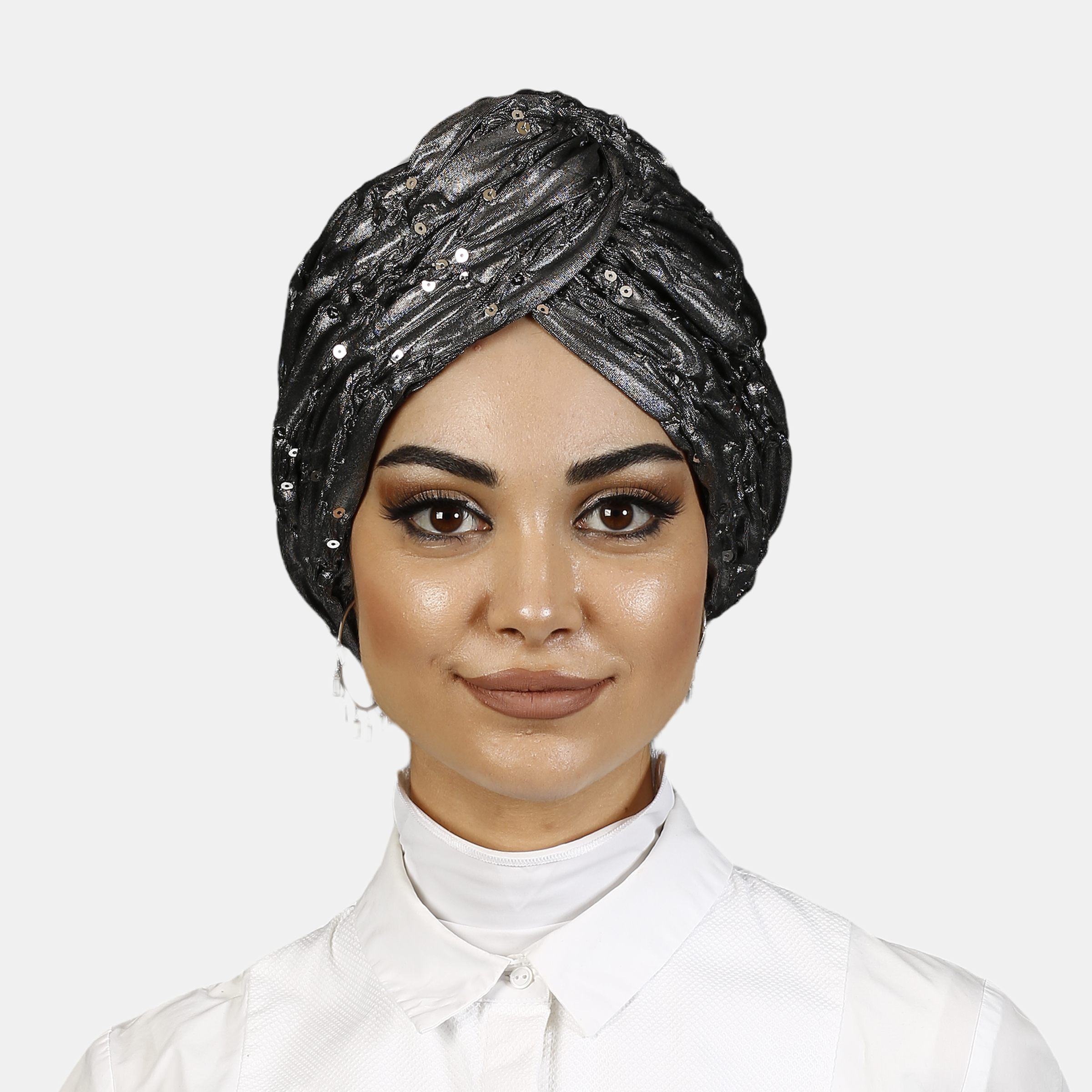 Burgulu Şık Bone - Parlak Kumaş - Gümüş Rengi - BitterColors