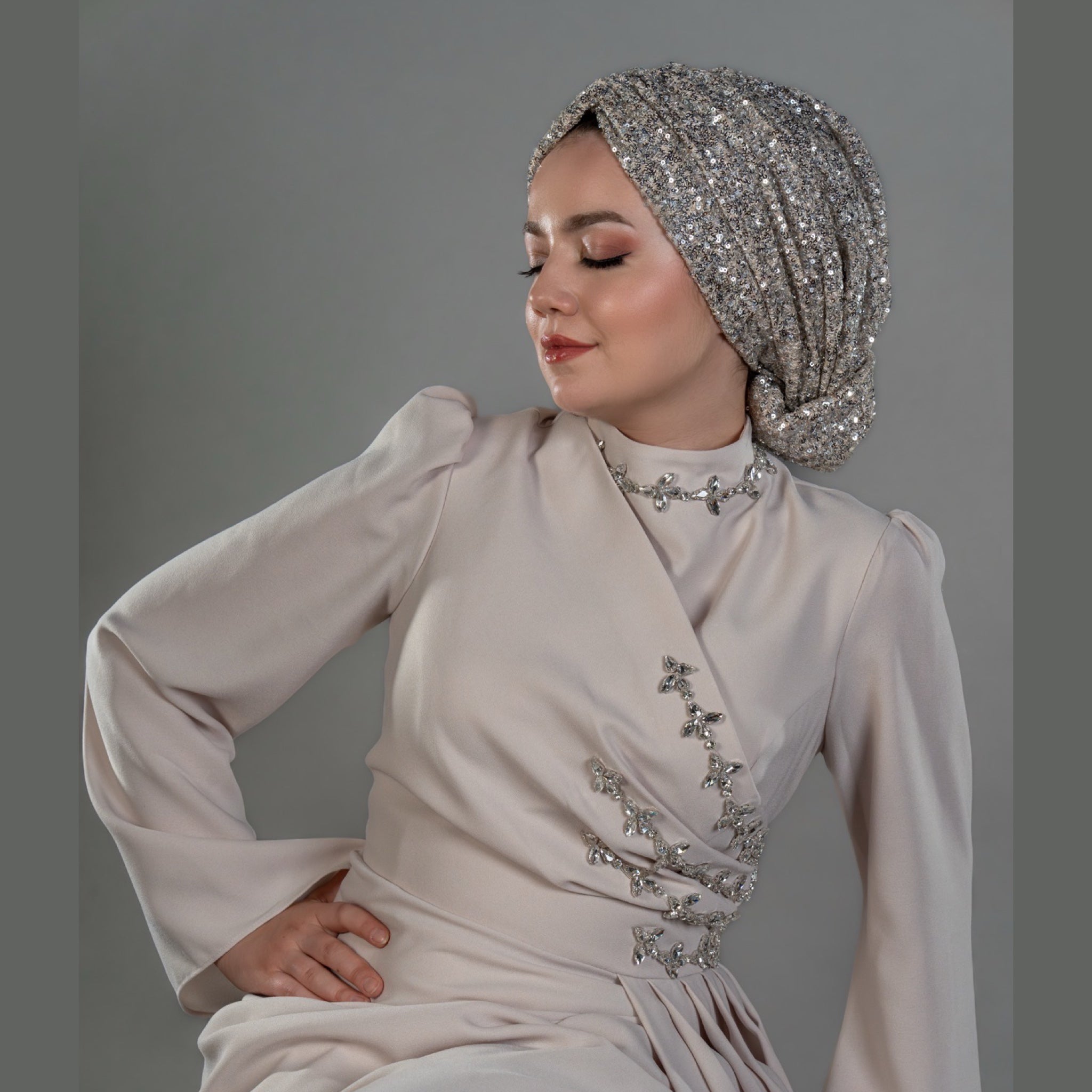 Beyrut Pul Payet Bone - Penye Astarlı - Kullanıma Hazır Bone - Siyah , Gold , Beyaz , Bordo , Lacivert - BitterColors