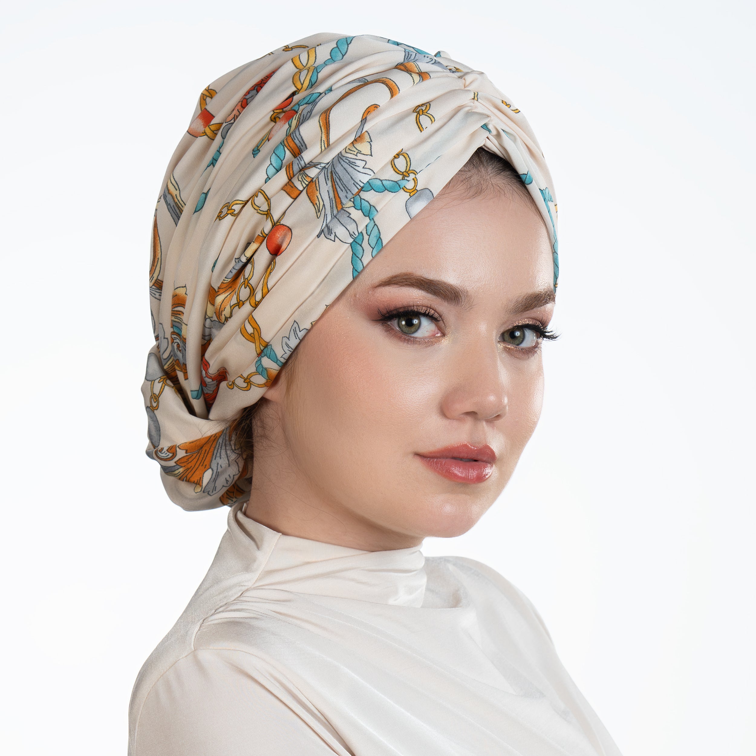 Beyrut Zincir Desenli Bone - Penye Astarlı - Kullanıma Hazır - Çok Renkli - BitterColors