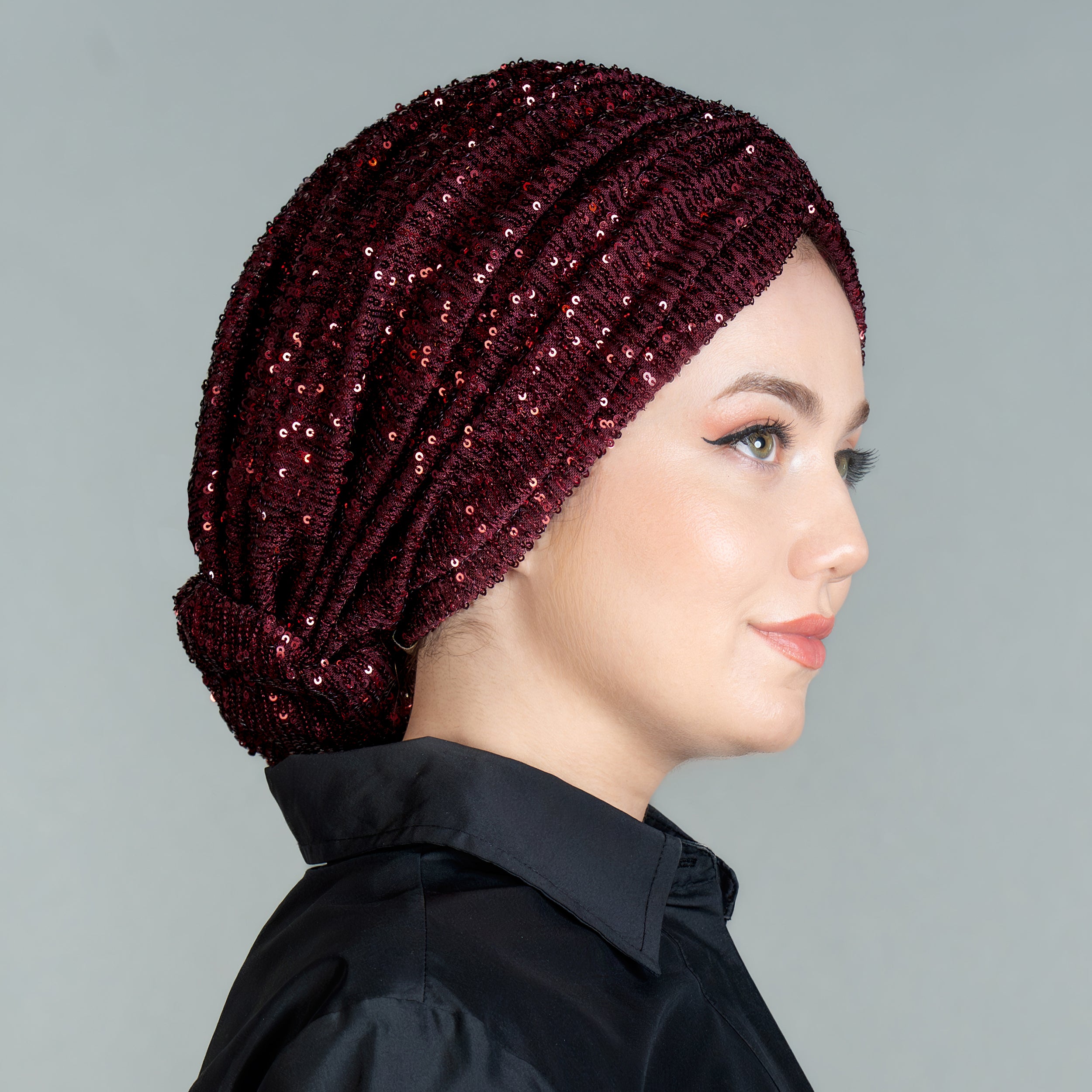 Beyrut Pul Payet Bone - Penye Astarlı - Kullanıma Hazır Bone - Siyah , Gold , Beyaz , Bordo , Lacivert - BitterColors