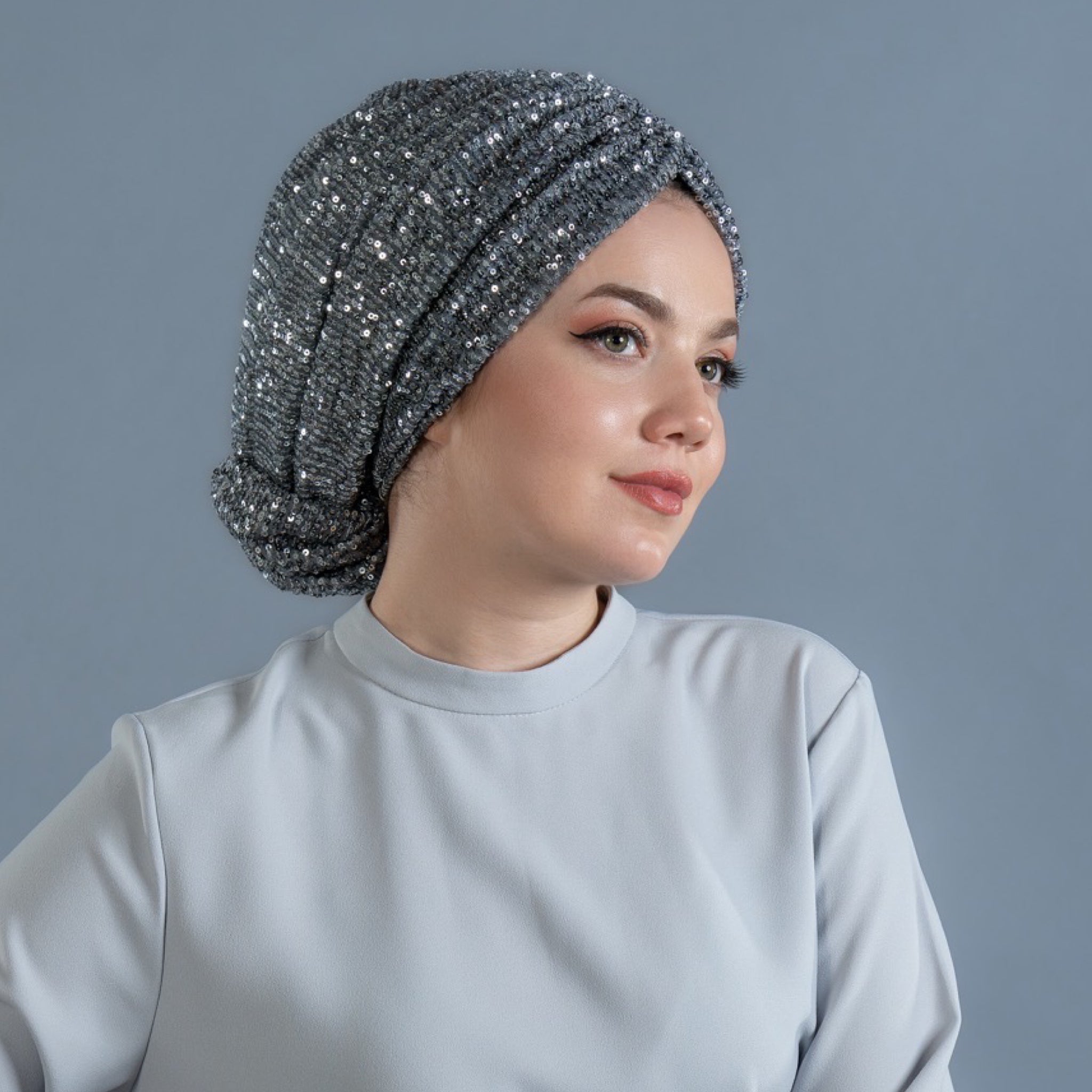 Beyrut Pul Payet Bone - Penye Astarlı - Kullanıma Hazır Bone - Siyah , Gold , Beyaz , Bordo , Lacivert - BitterColors