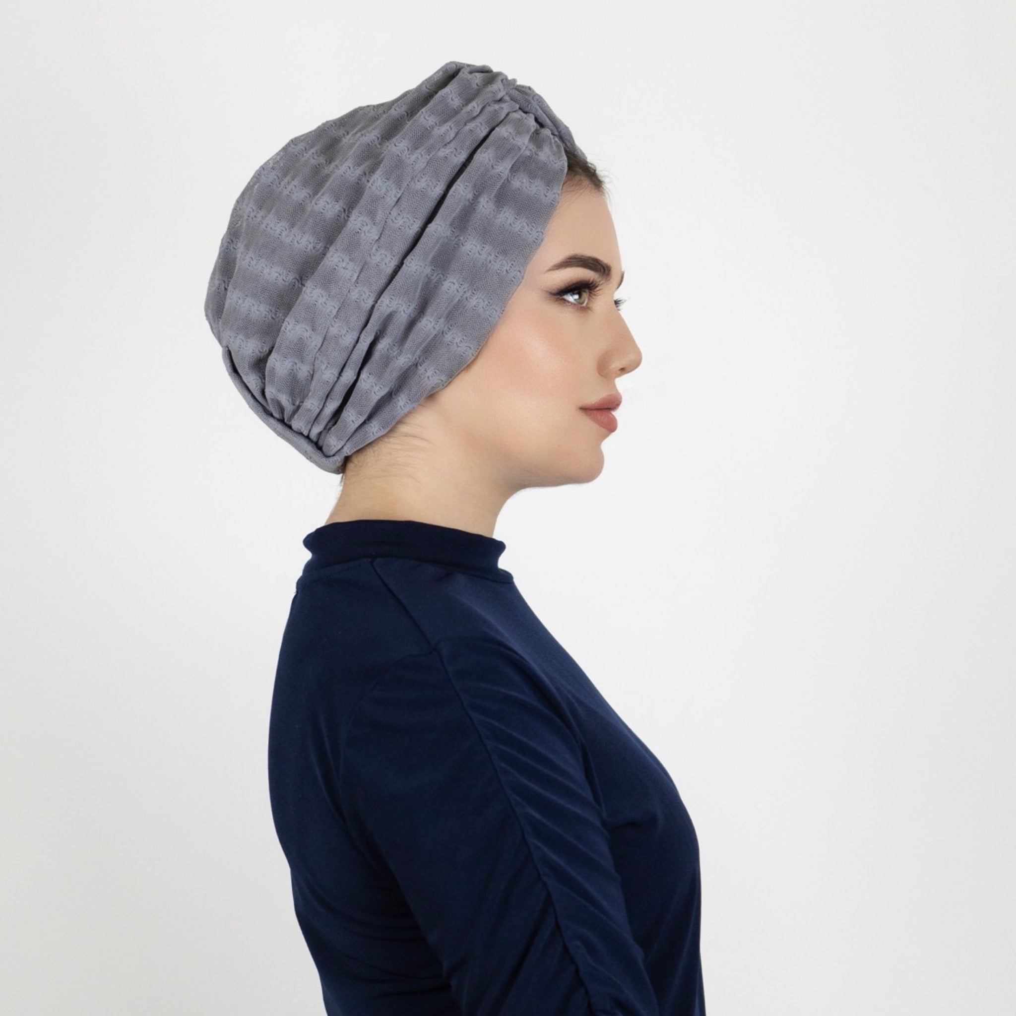 Twisted Betulle Grey Çift Kat Tül Esnek El Yapımı Şık Bone
