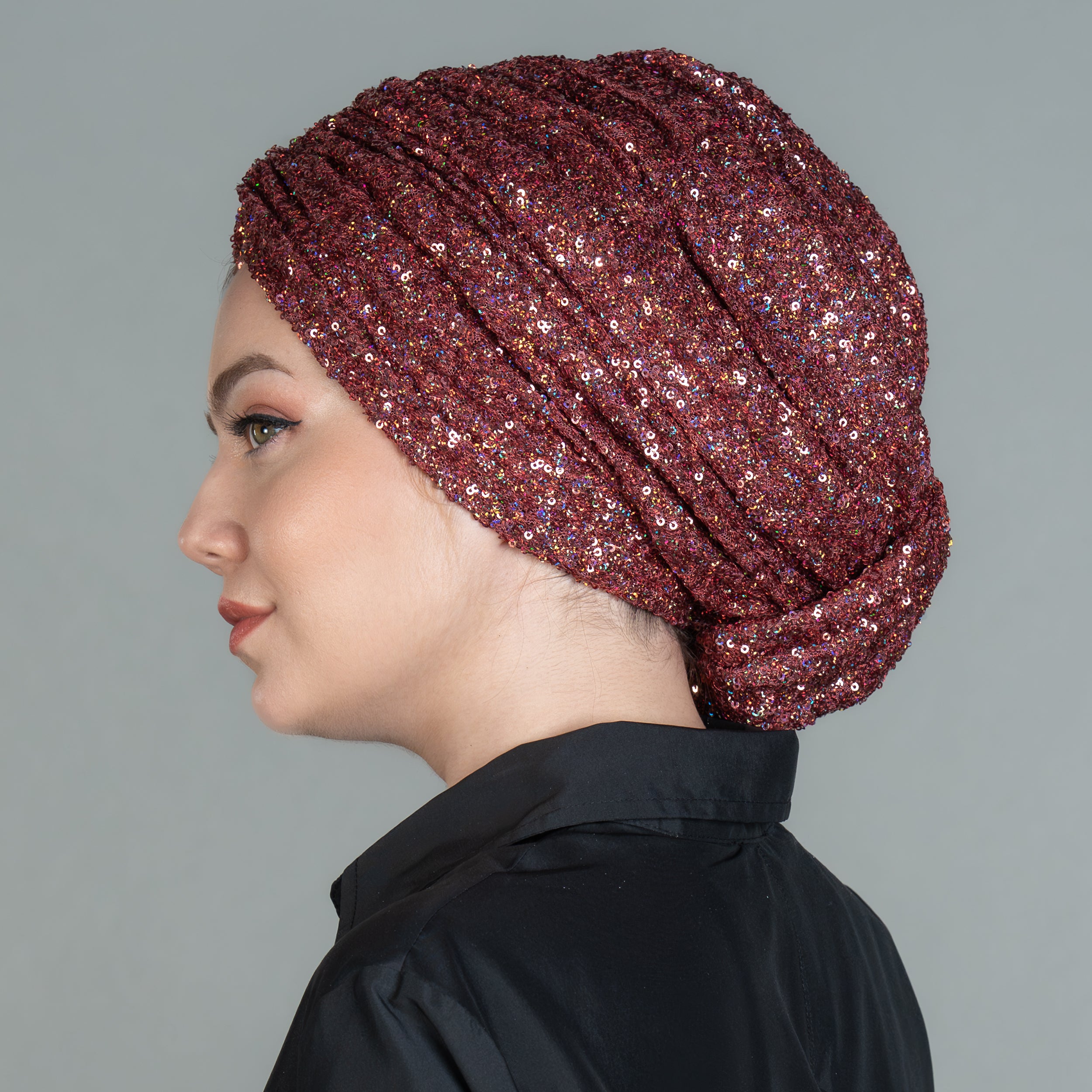 Beyrut Pul Payet Bone - Penye Astarlı - Kullanıma Hazır Bone - Siyah , Gold , Beyaz , Bordo , Lacivert - BitterColors