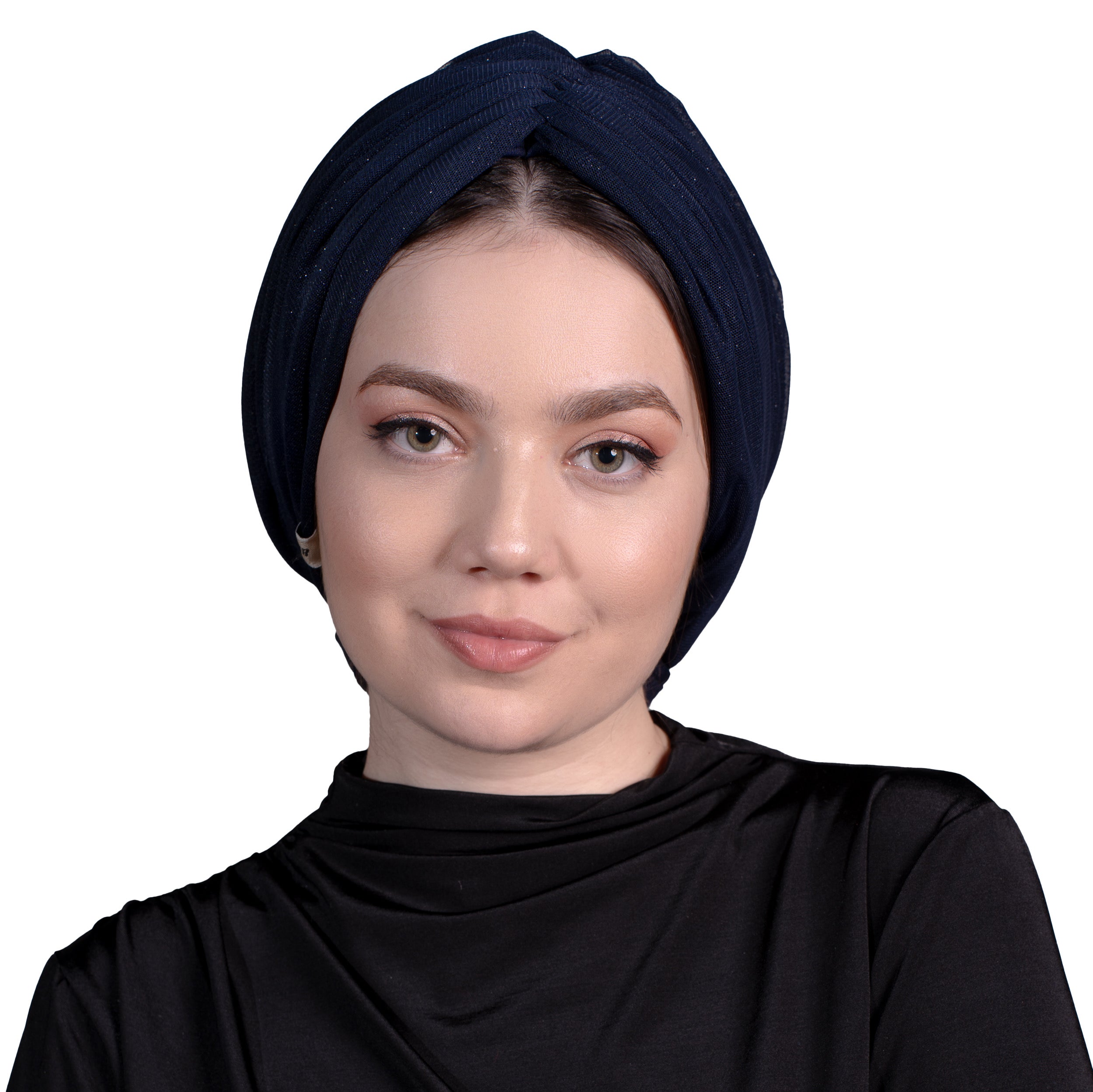 Beyrut Honeycomb Tulle Bone/ Lacivert, Işıltılı, Dışı Tül, Esnek Örme Kumaş, İçi Penye Astarlı, El Yapımı Şık Bone