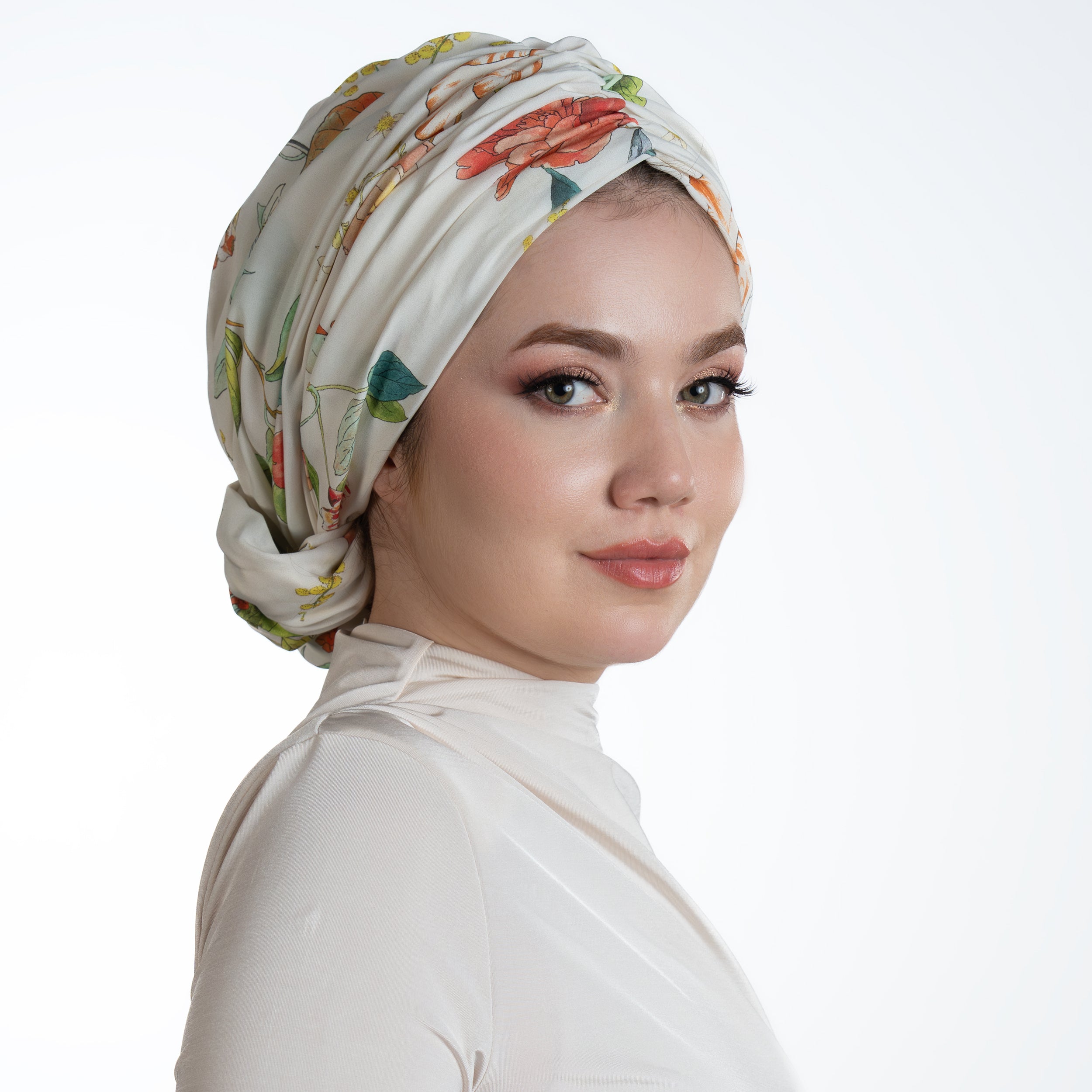 Beyrut Çiçek Desenli Bone - Penye Astarlı - Kullanıma Hazır - Çok Renkli - BitterColors