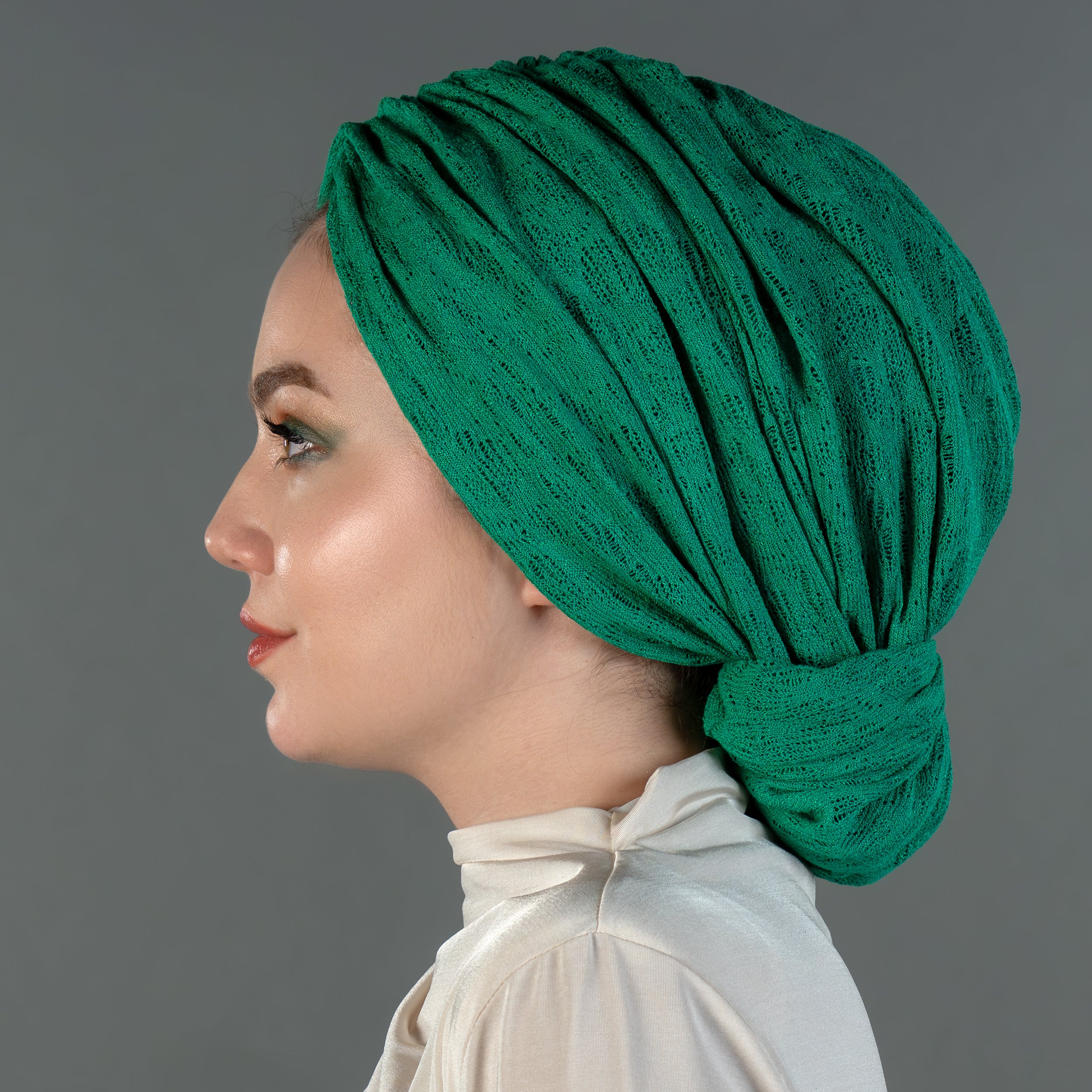 Beyrut Knitty Bone - Esnek Triko Kumaş - Kullanıma Hazır Bone - Turuncu-Yeşil Renkli - BitterColors