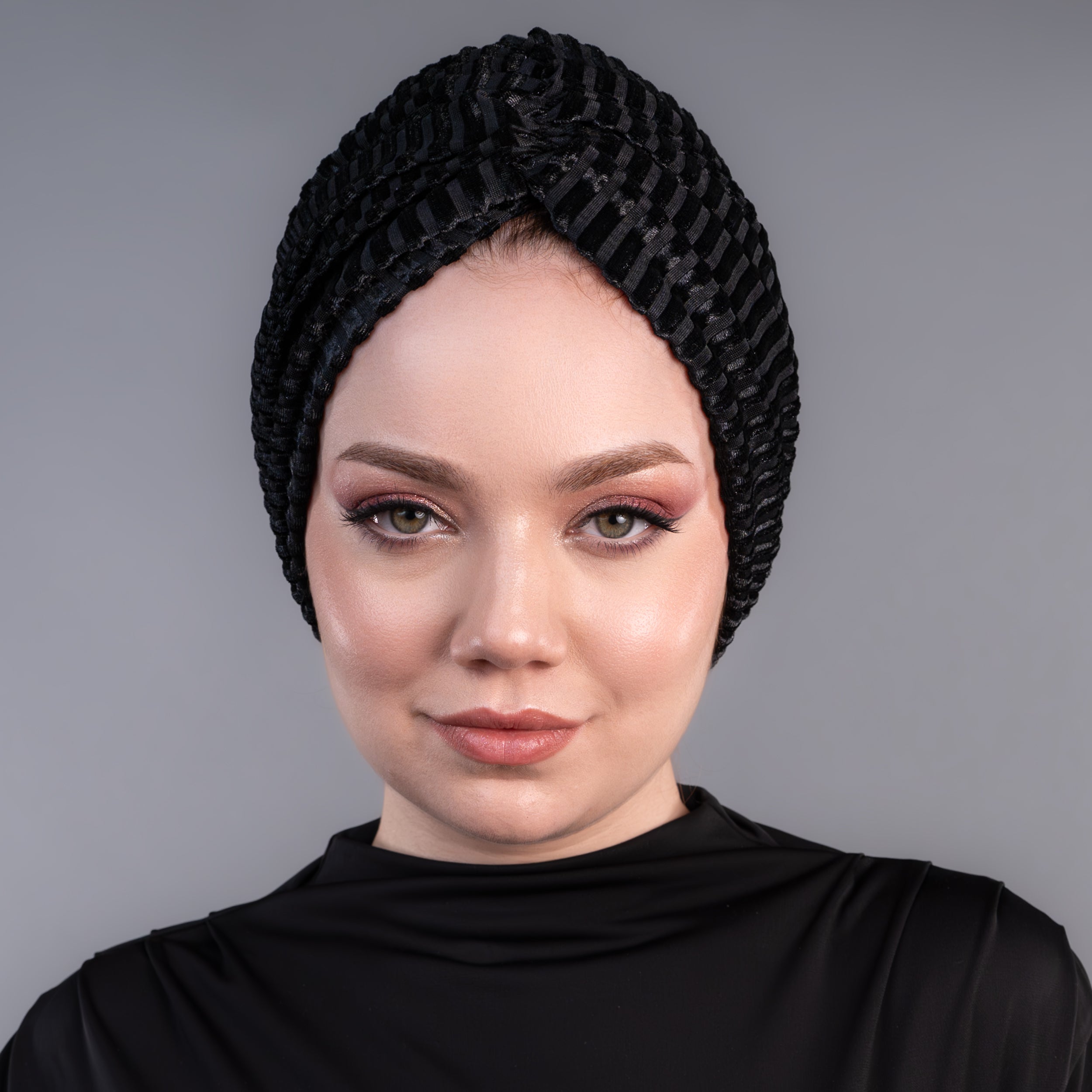 Bitter Çizgili Kadife Bone - Esnek Kadife Kumaş - Siyah Renkli - Bitter Colors