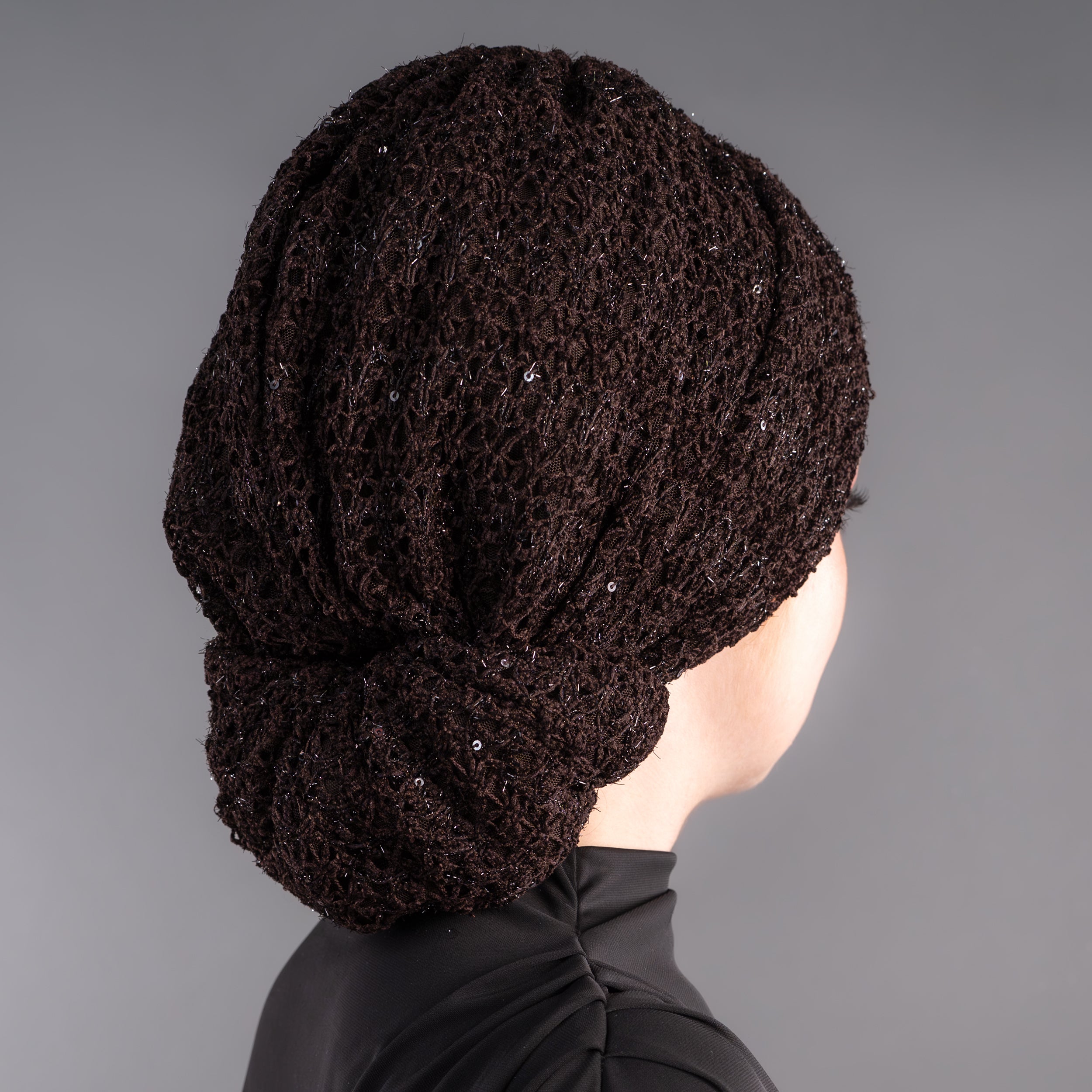 Beyrut Simli Dantel Bone - Penye Astarlı - Kullanıma Hazır Bone - Bordo Renkli - Acı Kahve - BitterColors