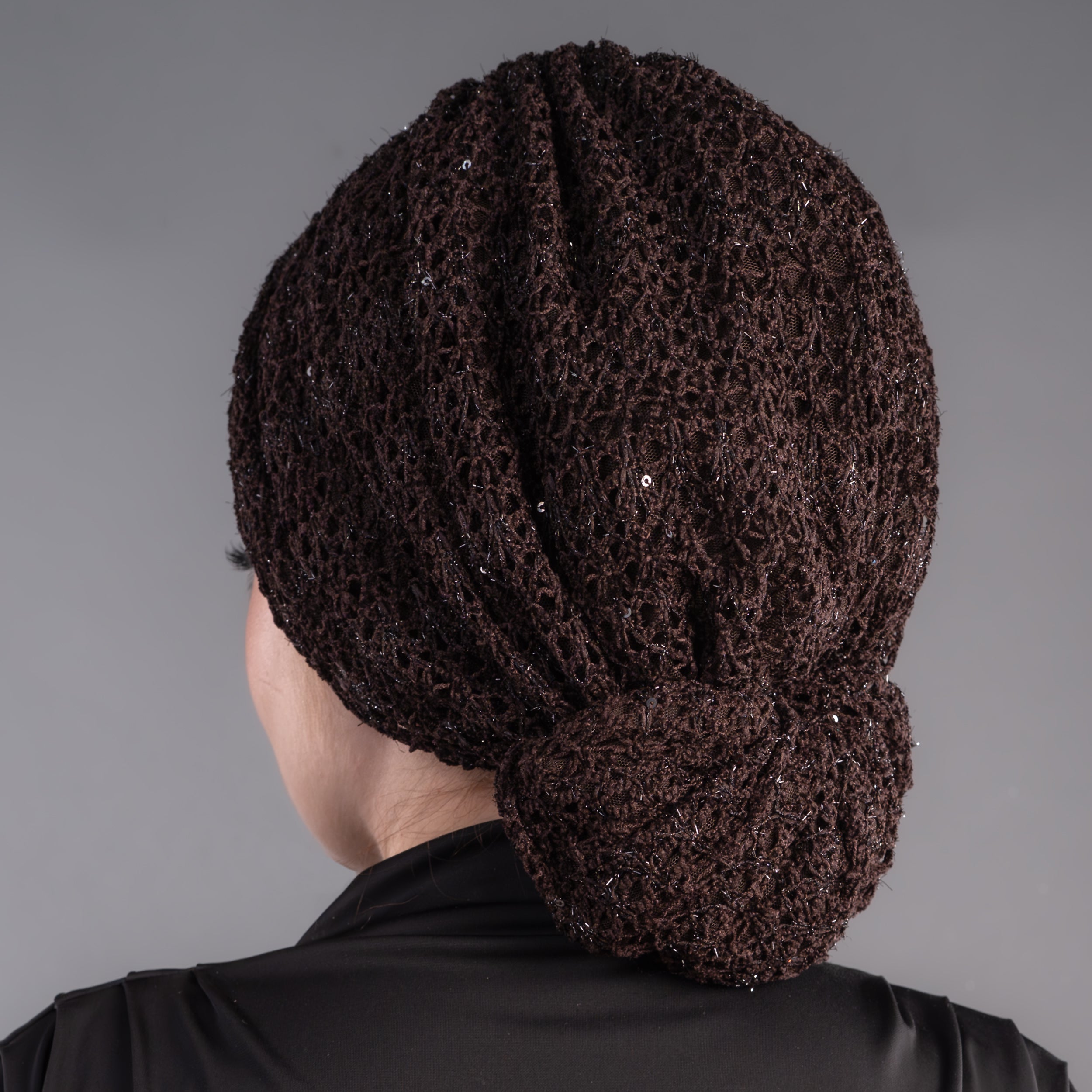 Beyrut Simli Dantel Bone - Penye Astarlı - Kullanıma Hazır Bone - Bordo Renkli - Acı Kahve - BitterColors