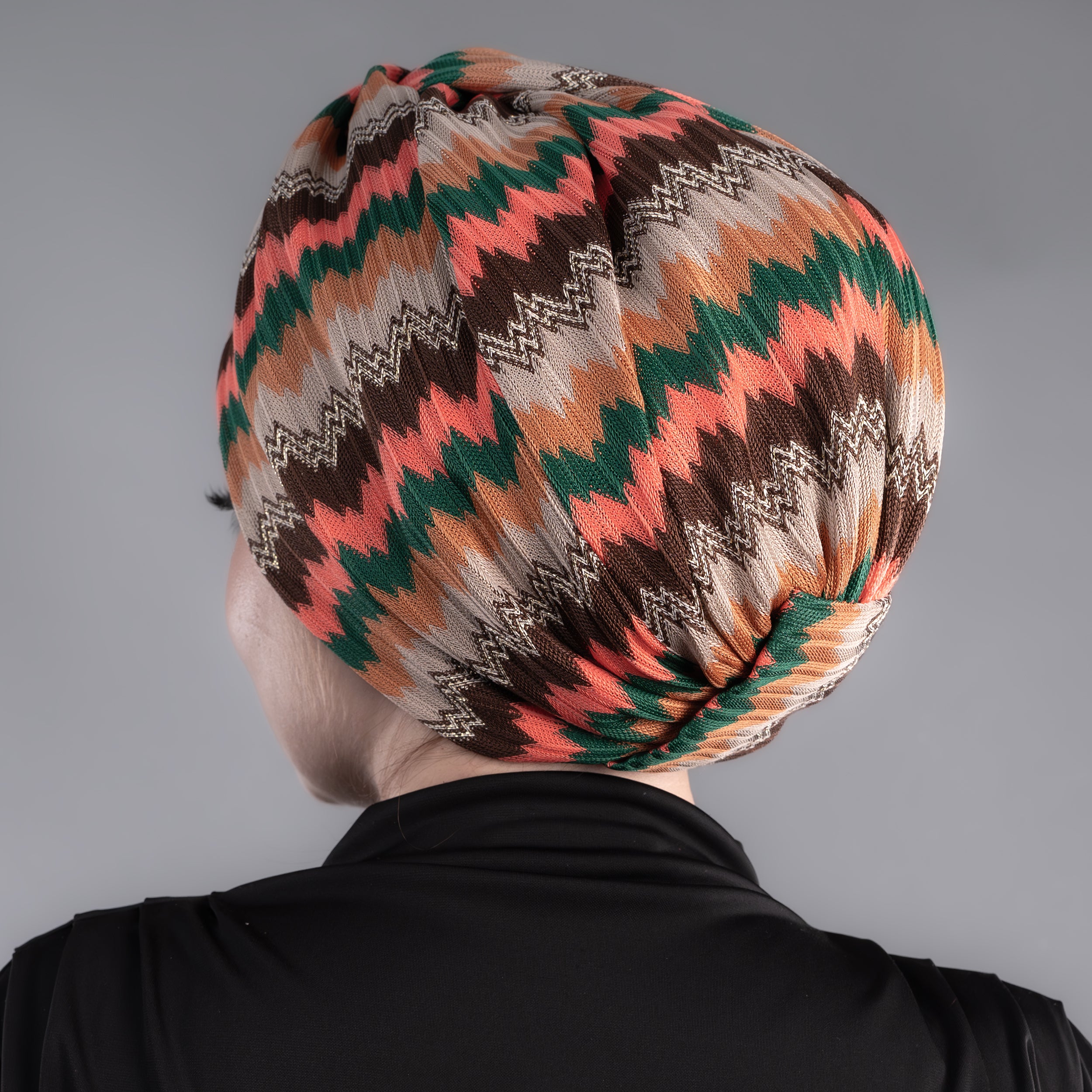 Twisted Zigzag Simli Yeşil, Kahve, Mercan Bone - Esnek Kumaş - Bitter Colors