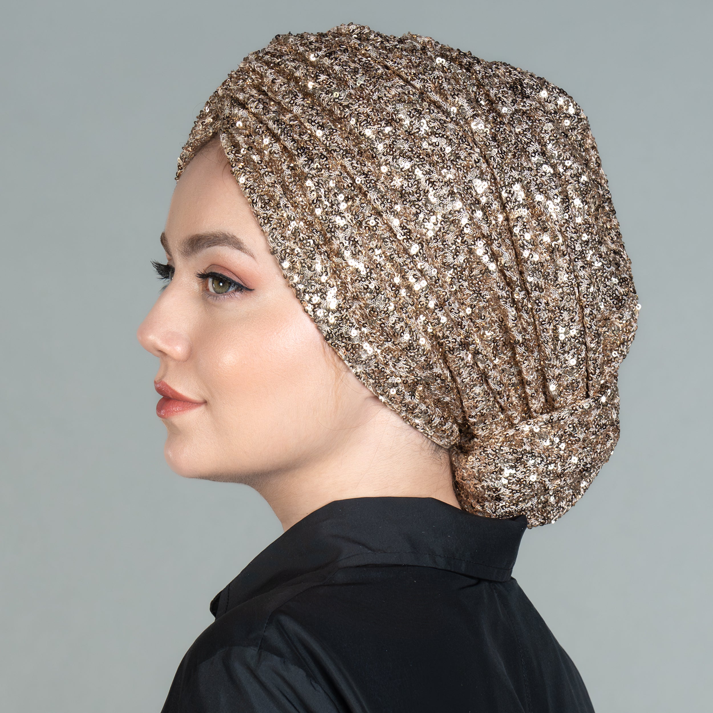 Beyrut Pul Payet Bone - Penye Astarlı - Kullanıma Hazır Bone - Siyah , Gold , Beyaz , Bordo , Lacivert - BitterColors