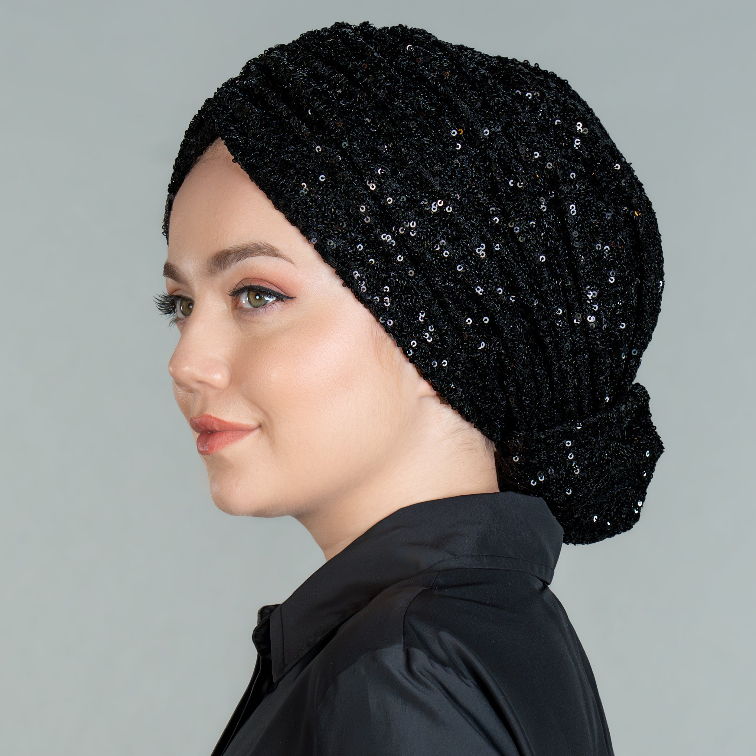 Beyrut Pul Payet Bone - Penye Astarlı - Kullanıma Hazır Bone - Siyah , Gold , Beyaz , Bordo , Lacivert - BitterColors
