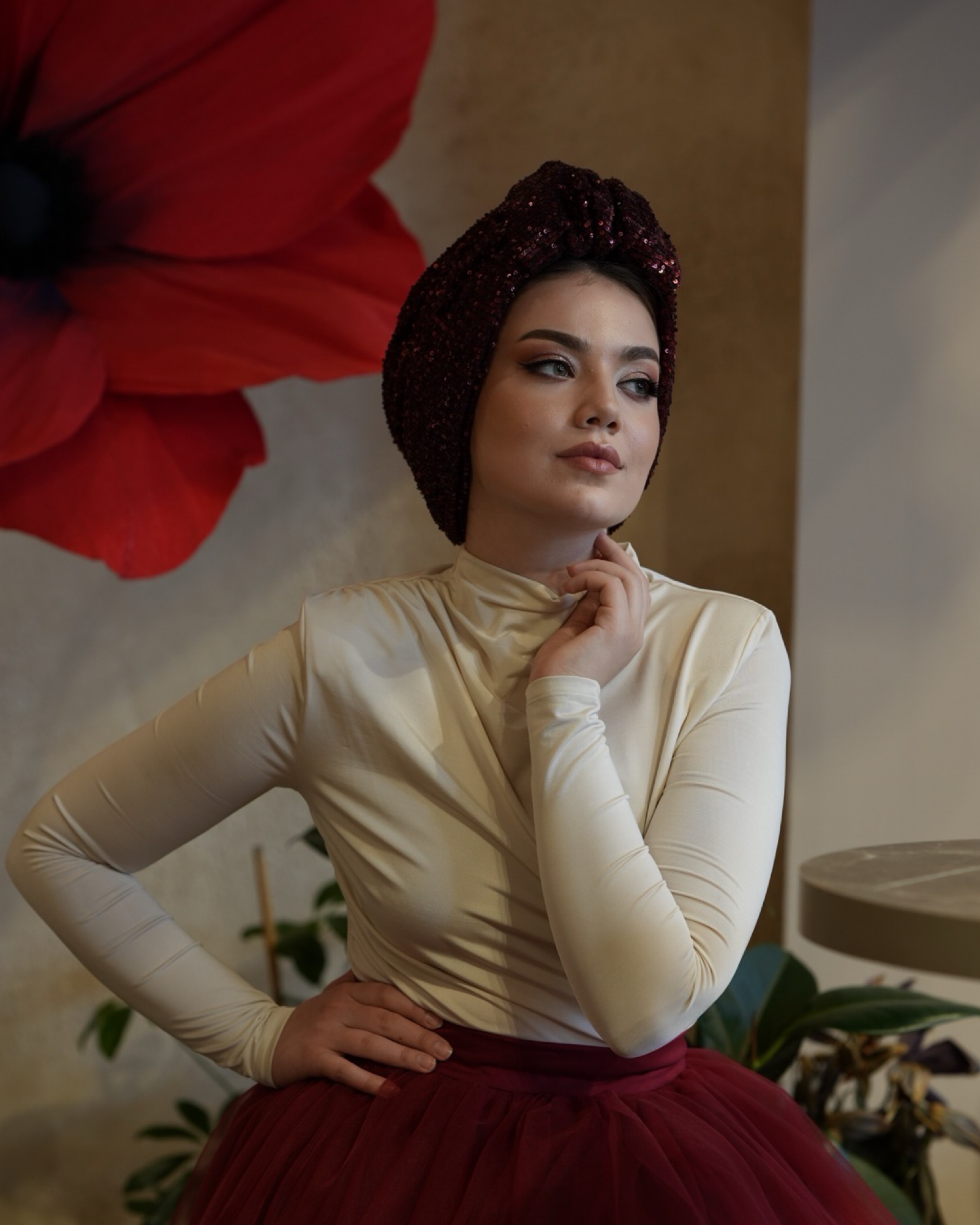 Beyrut Pul Payet Bone - Penye Astarlı - Kullanıma Hazır Bone - Siyah , Gold , Beyaz , Bordo , Lacivert - BitterColors