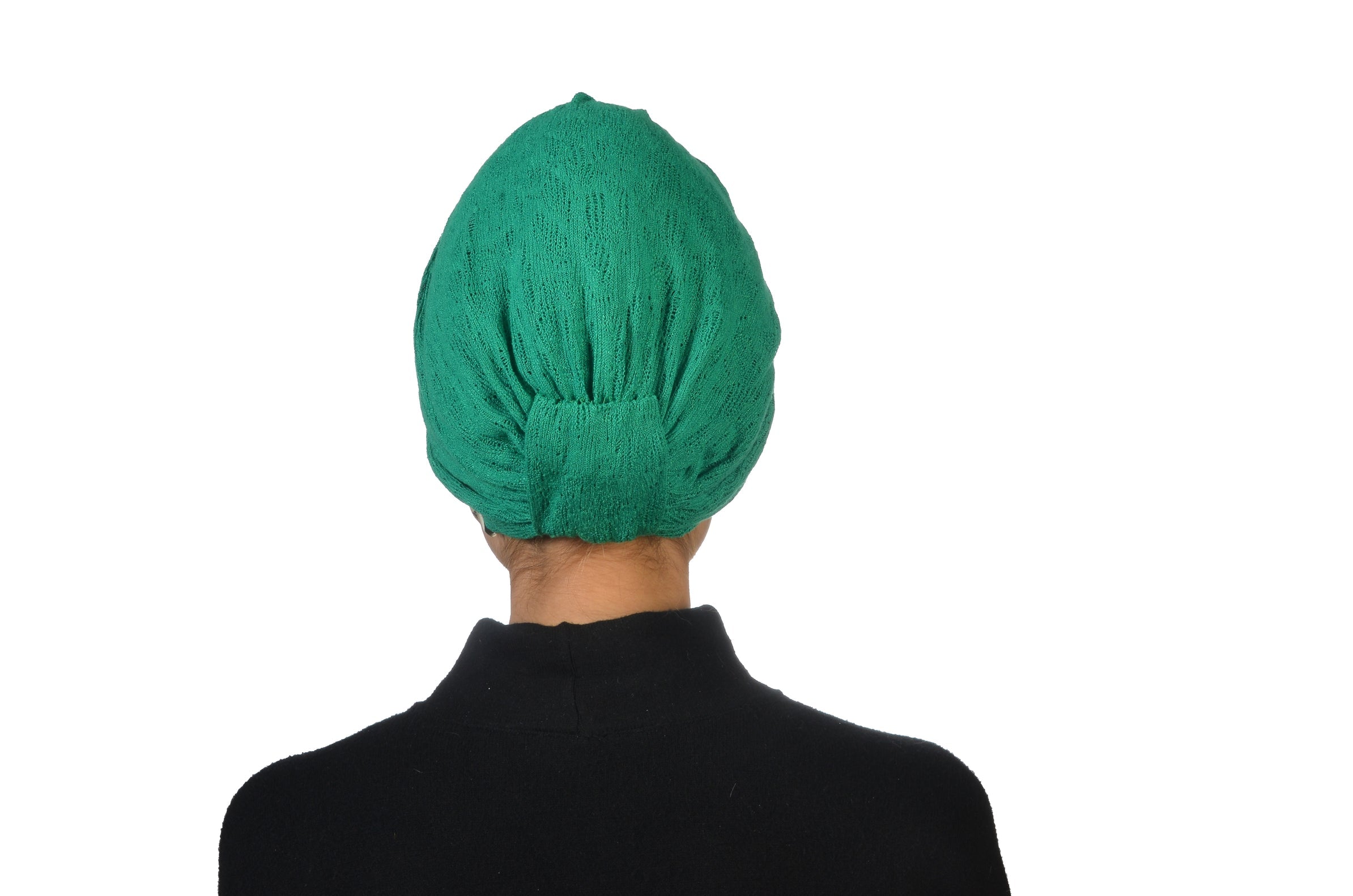 Twisted Knitty Green Yeşil Renk Esnek Örme Kumaş El Yapımı Şık Bone