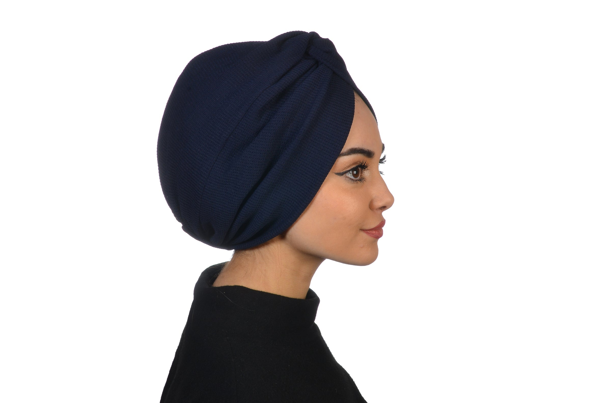 Twisted Comfy Navy Lacivert Renkli Esnek Triko/Örme Kumaş El Yapımı Bone