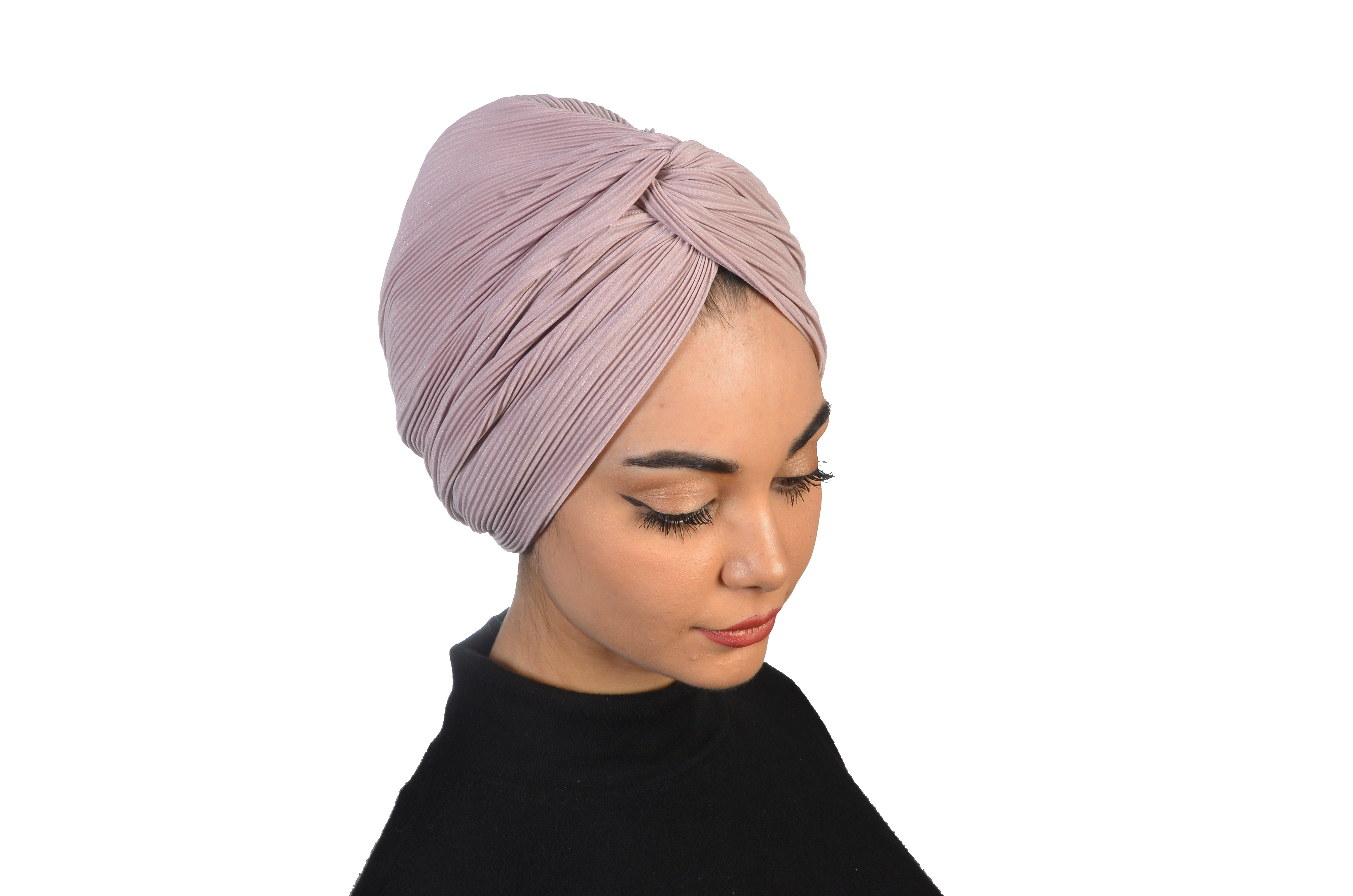 Twisted Pleat Powder Pudra Pembe Esnek Plise Kumaş El Yapımı Şık Bone