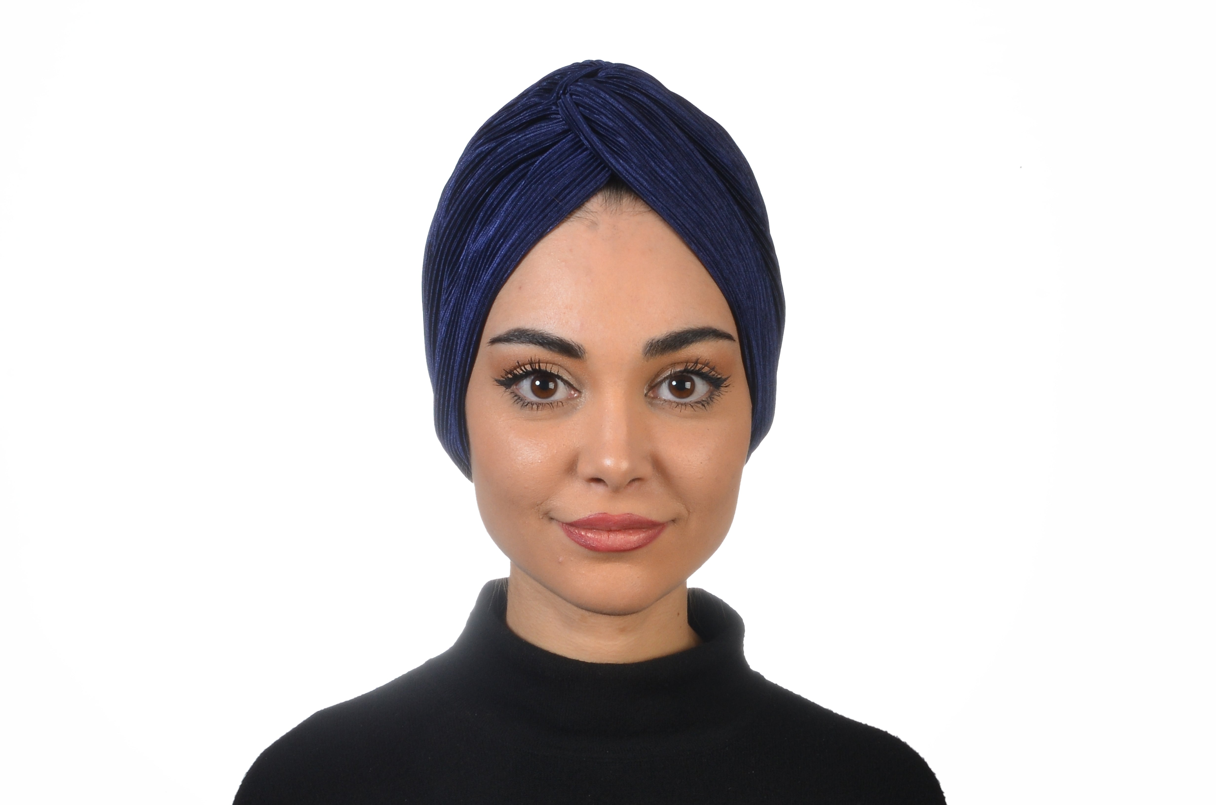 Twisted Pleat Navy Lacivert Piliseli El Yapımı Şık Bone