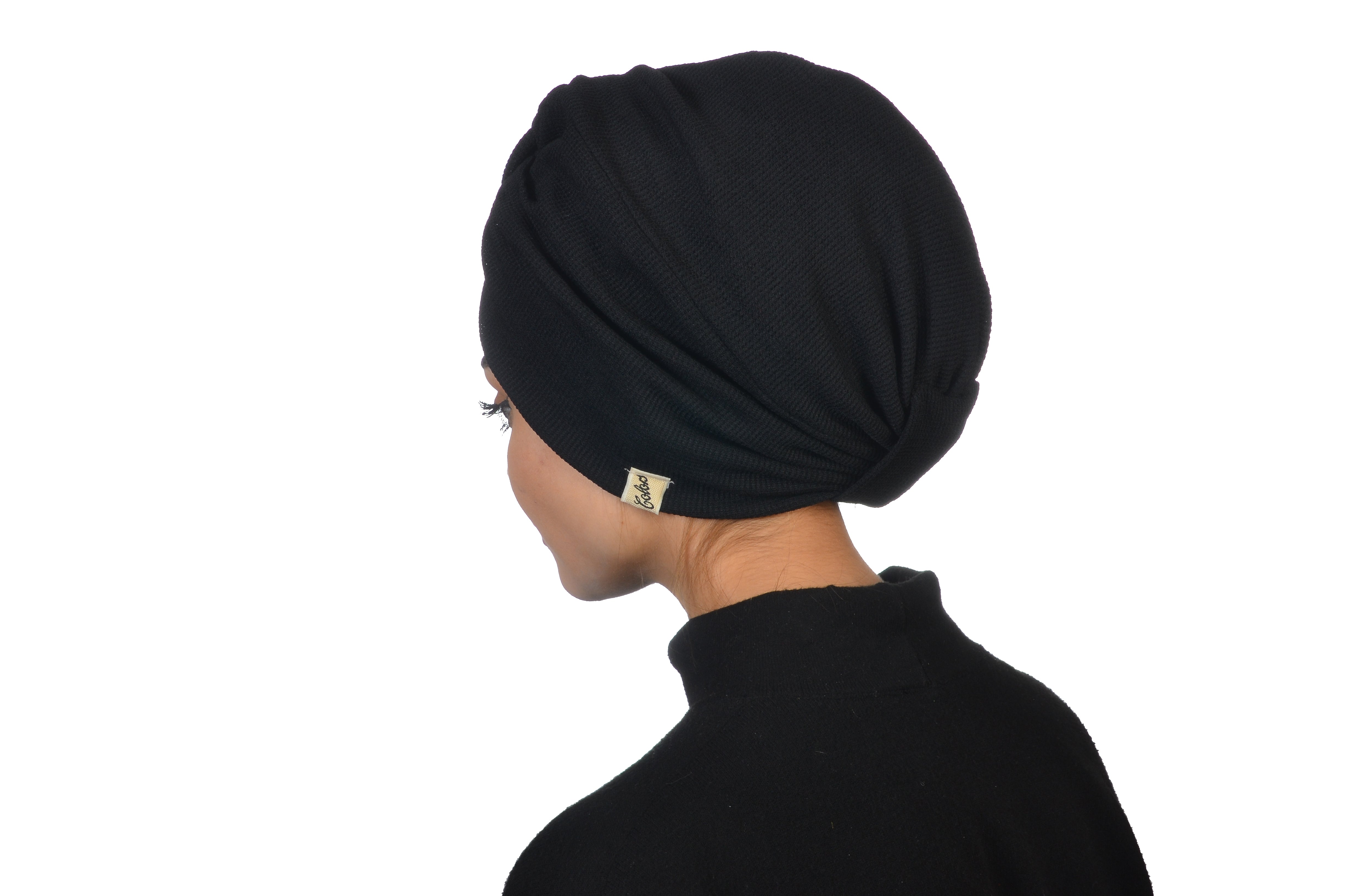 Twisted Comfy Black Siyah Renk Esnek Örme Kumaş el Yapımı Şık Bone