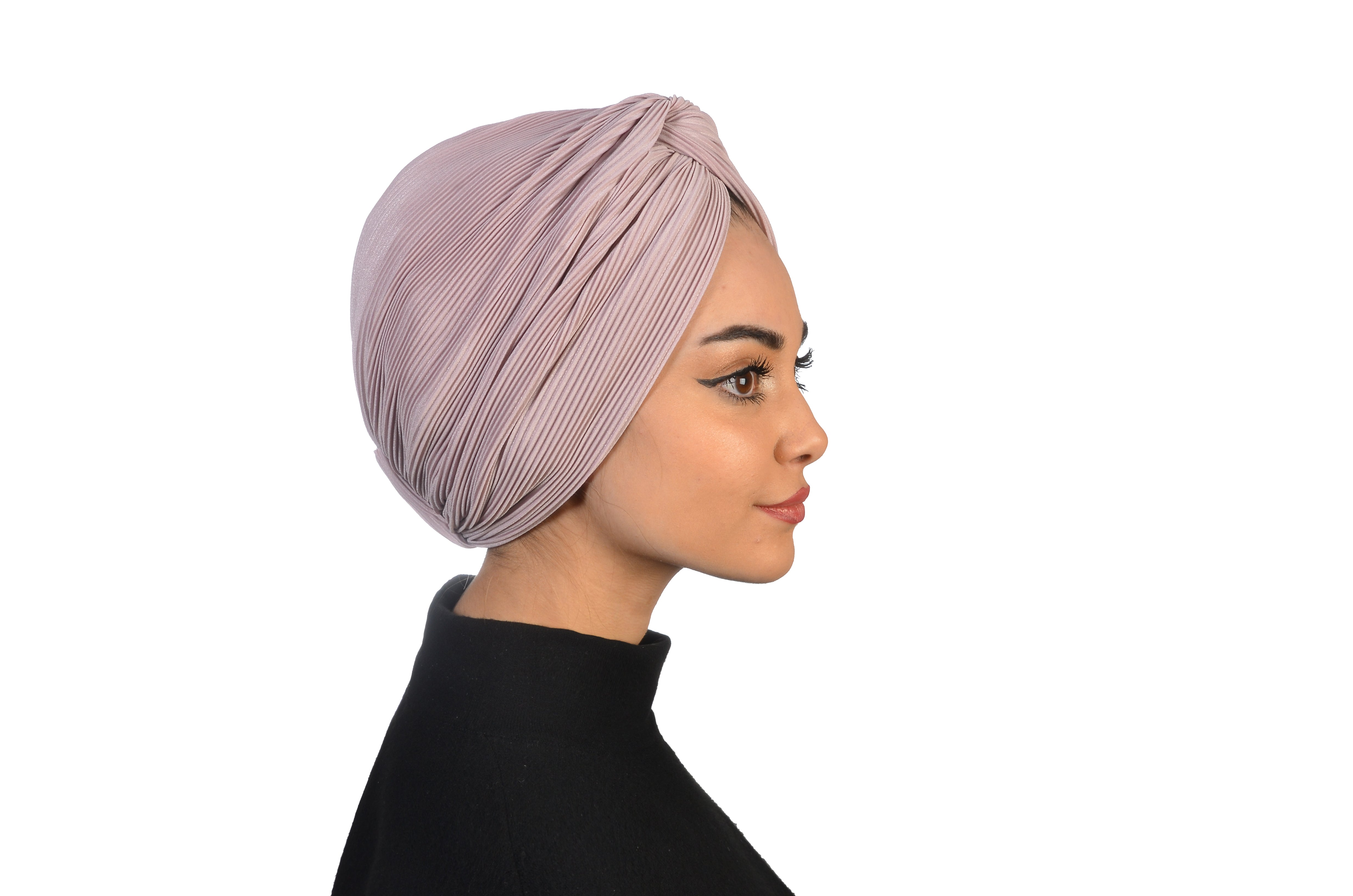 Twisted Pleat Powder Pudra Pembe Esnek Plise Kumaş El Yapımı Şık Bone