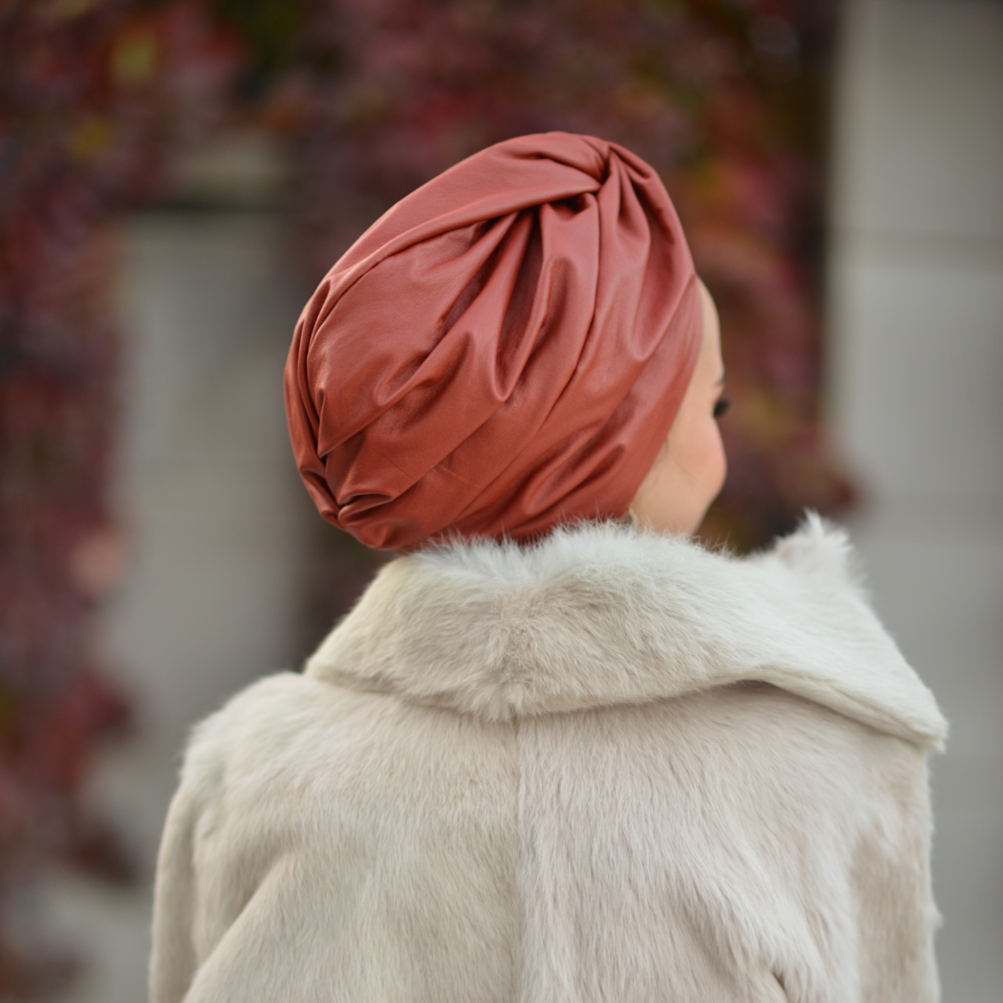 Roma Deri-Süet Çift Yönlü Bone /  Rome Leather Suede Double Sided Turban