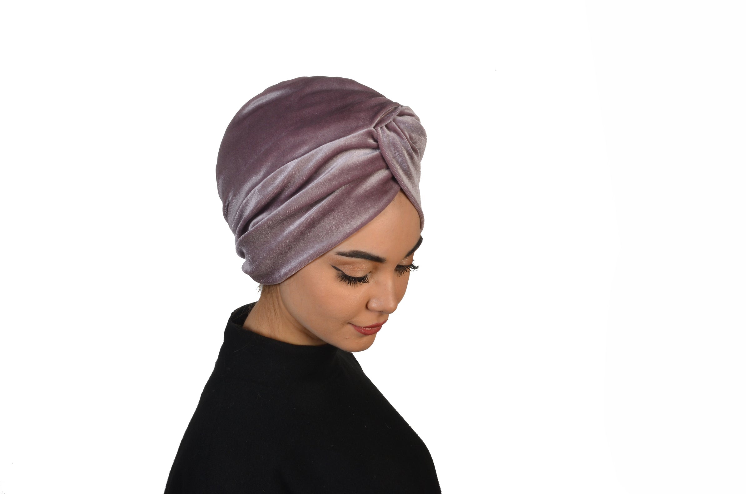 Twisted Velvet pink pembe Esnek Kadife Kumaş El Yapımı Şık Bone
