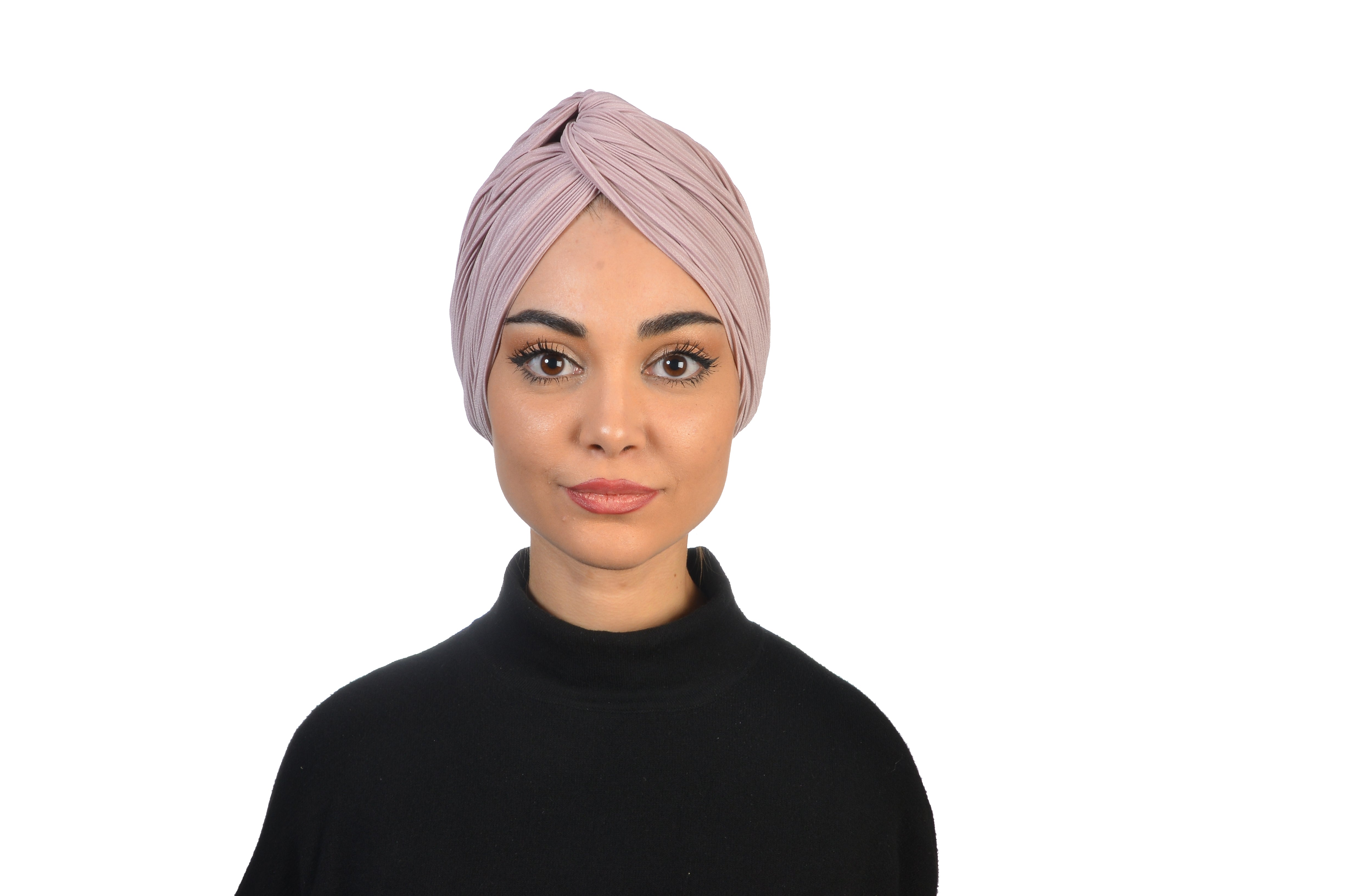 Twisted Pleat Powder Pudra Pembe Esnek Plise Kumaş El Yapımı Şık Bone