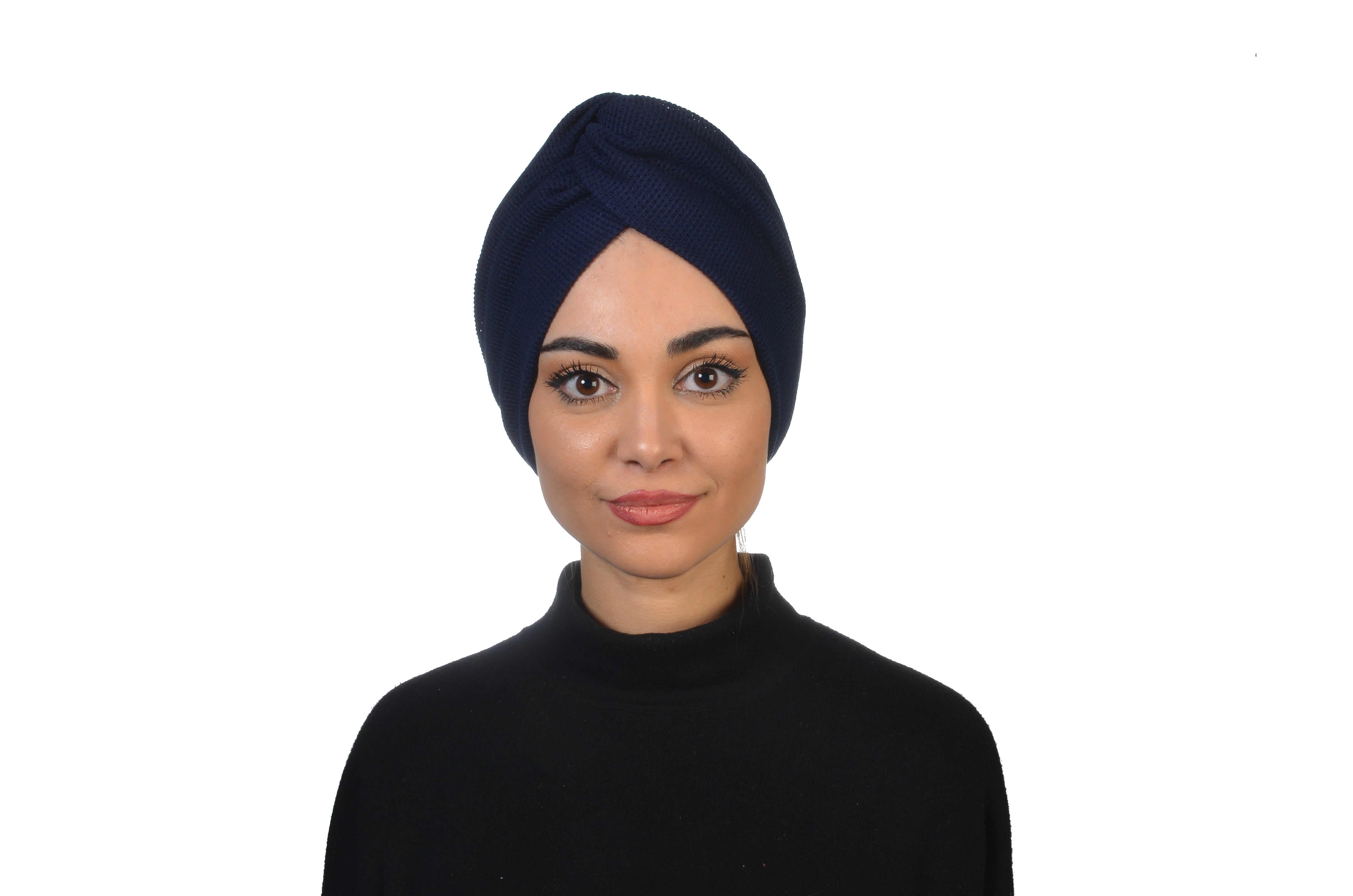 Twisted Beignet Navy Blue Lacivert Esnek Triko kumaş El Yapımı Şık Bone