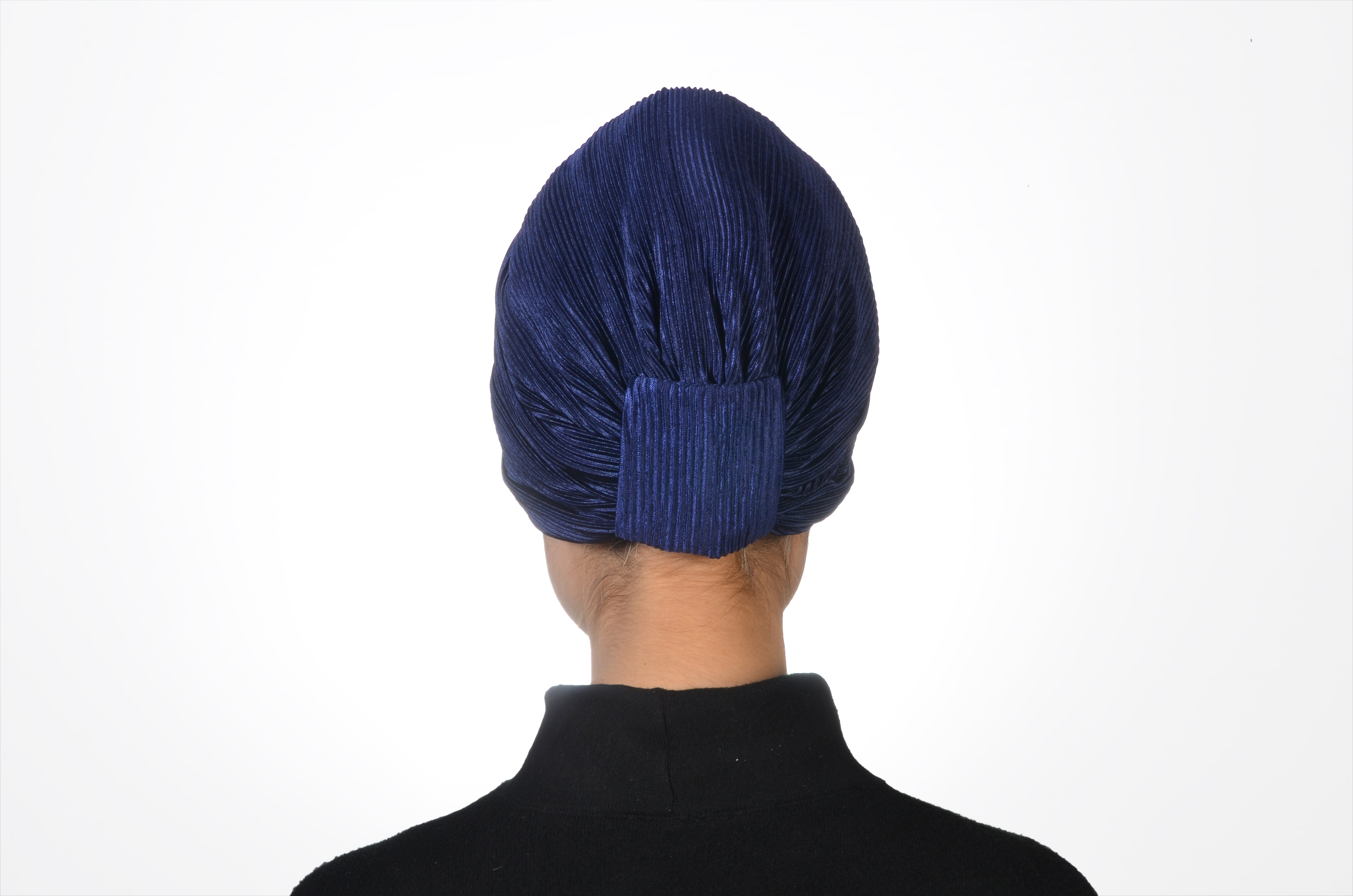 Twisted Pleat Navy Lacivert Piliseli El Yapımı Şık Bone