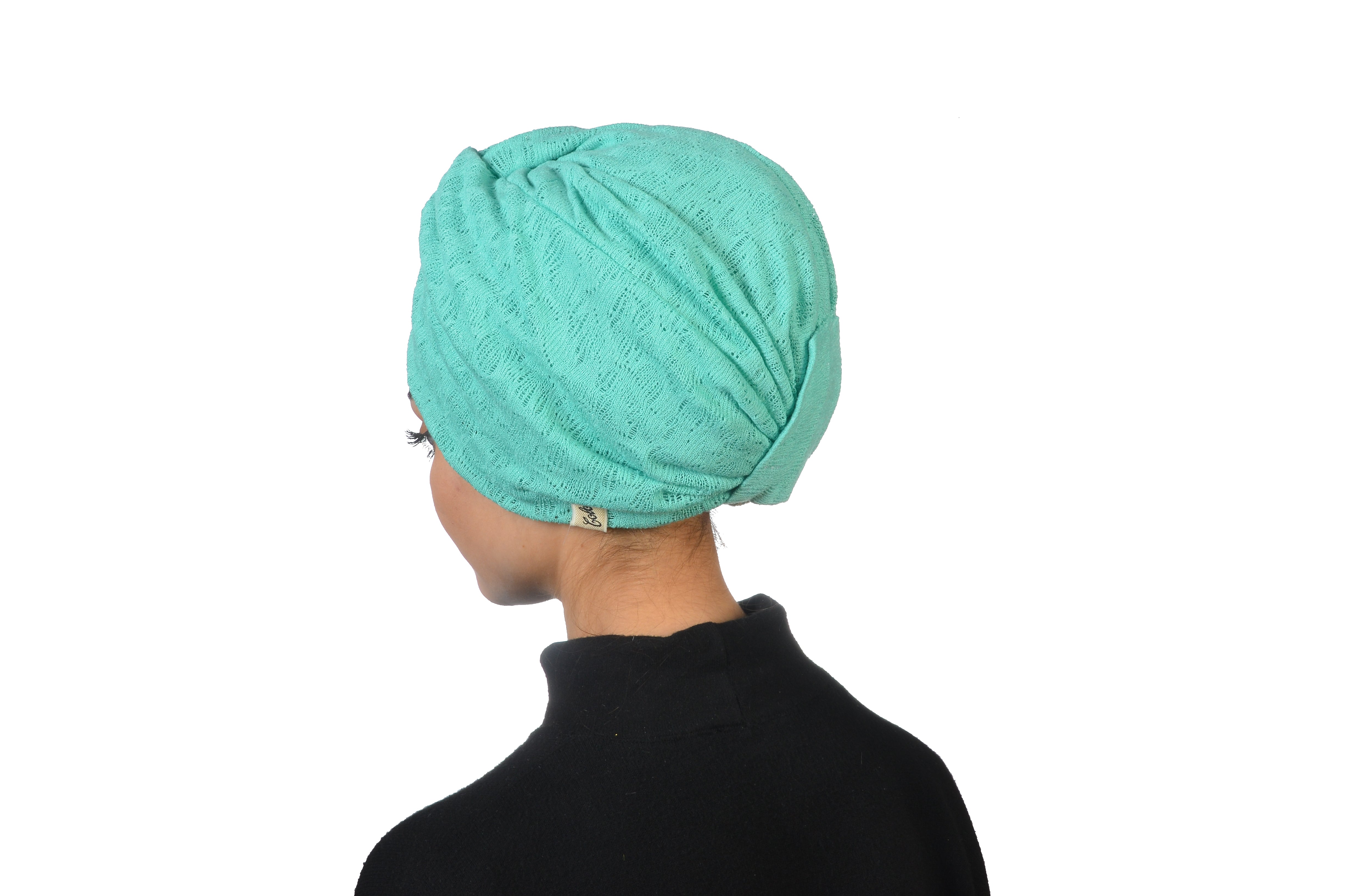 Twisted Knitty Mint Su Yeşili Renkli Esnek Örme Triko Kumaş El Yapımı Şık Bone