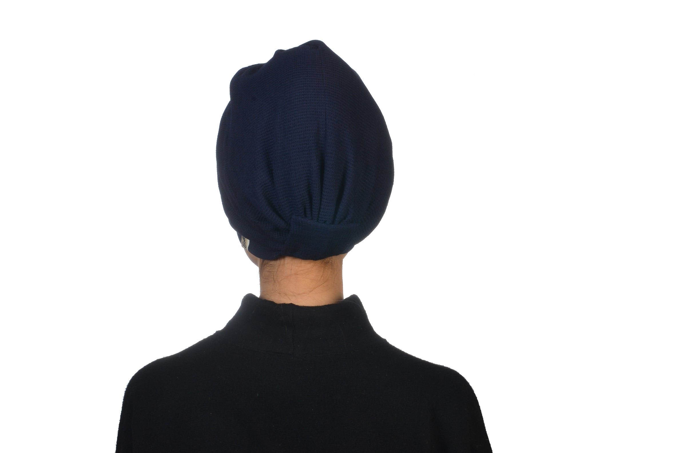 Twisted Comfy Navy Lacivert Renkli Esnek Triko/Örme Kumaş El Yapımı Bone
