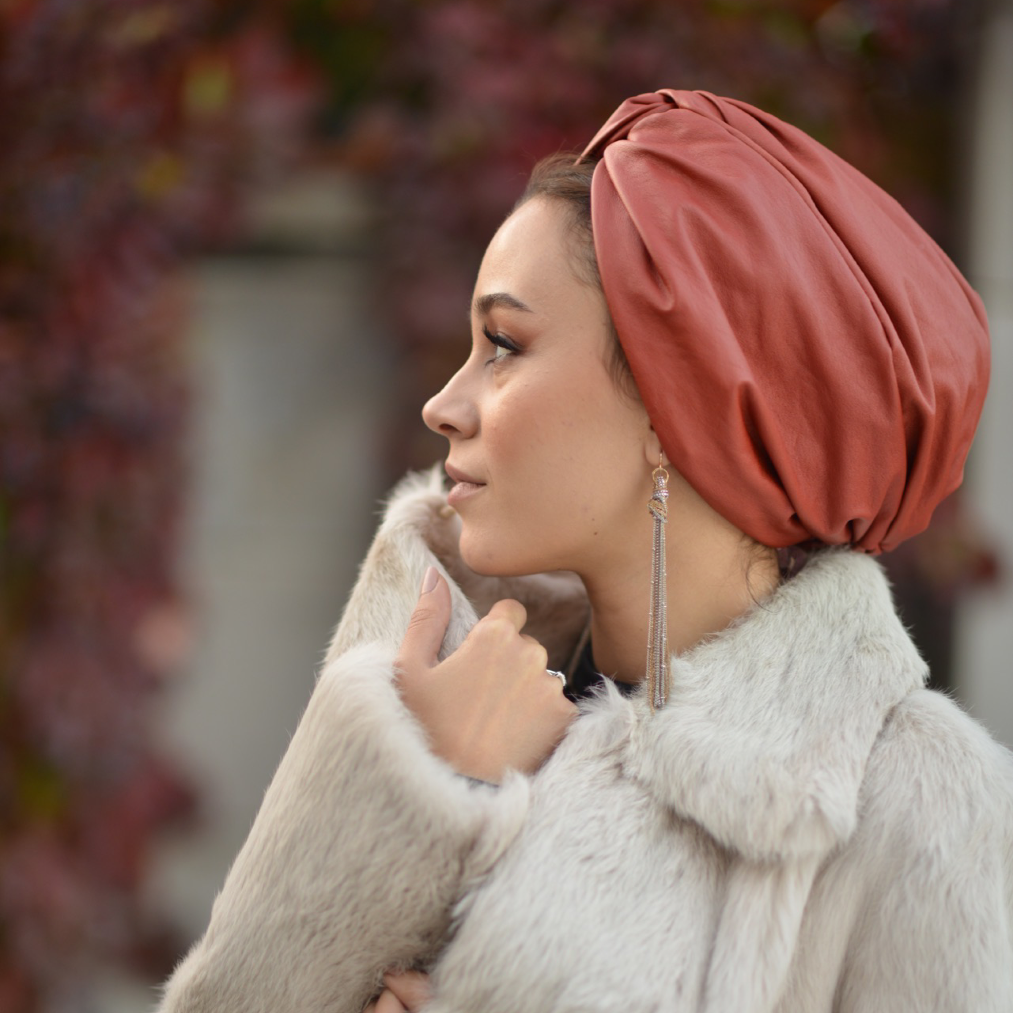Roma Deri-Süet Çift Yönlü Bone /  Rome Leather Suede Double Sided Turban