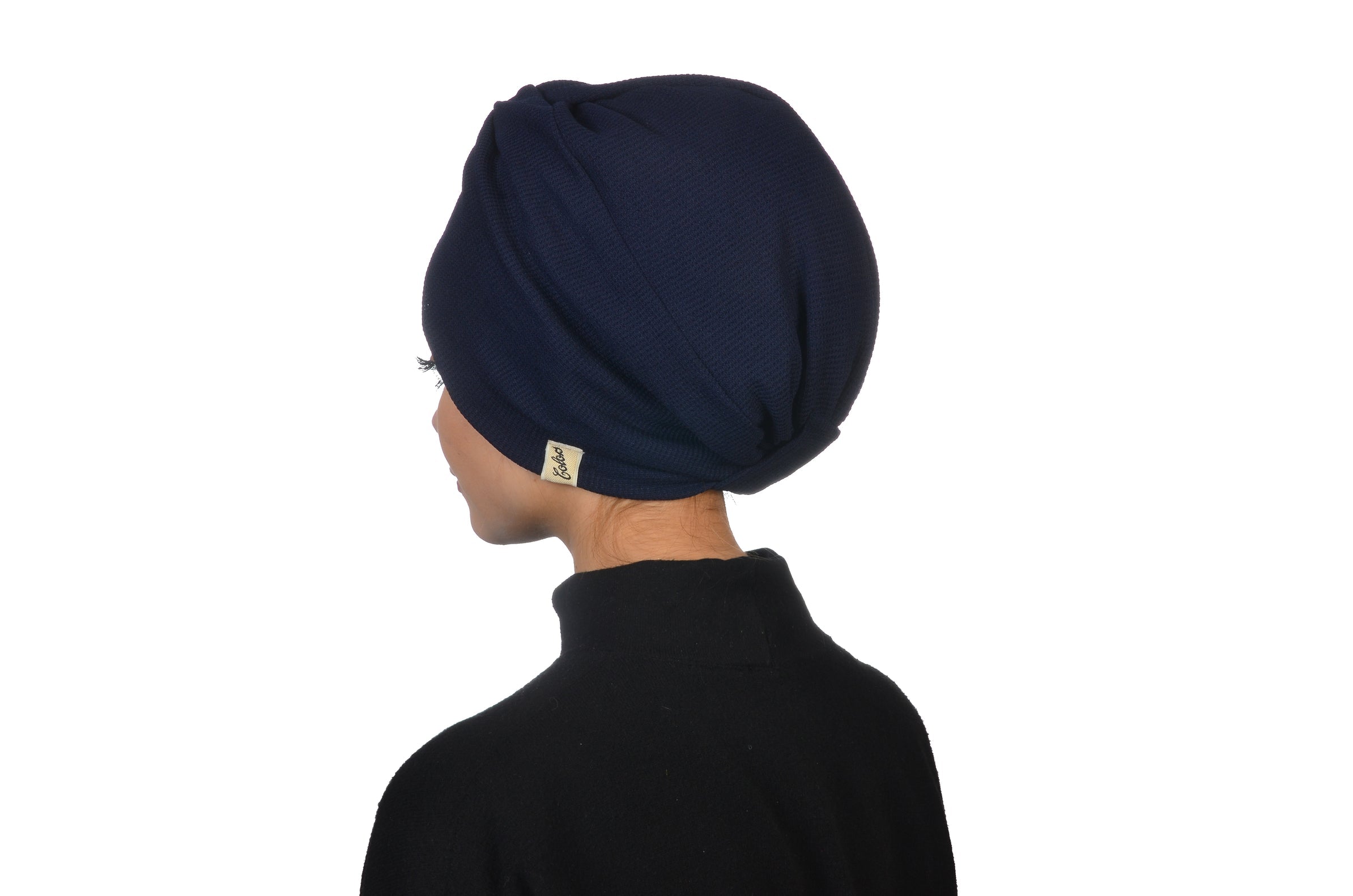 Twisted Comfy Navy Lacivert Renkli Esnek Triko/Örme Kumaş El Yapımı Bone