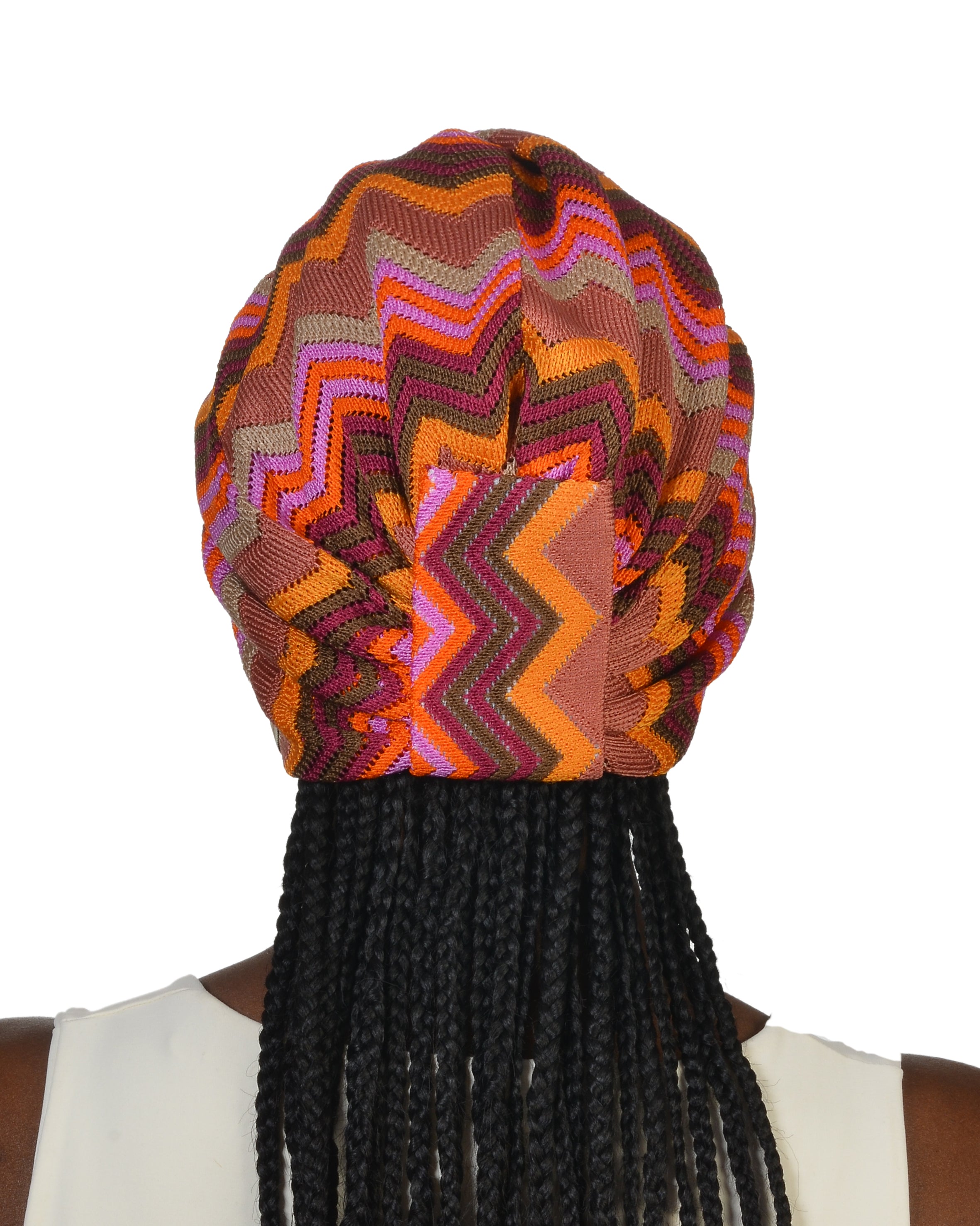 Twisted Zigzag Colorful Esnek Örme Triko Kumaş El Yapımı Şık Bone