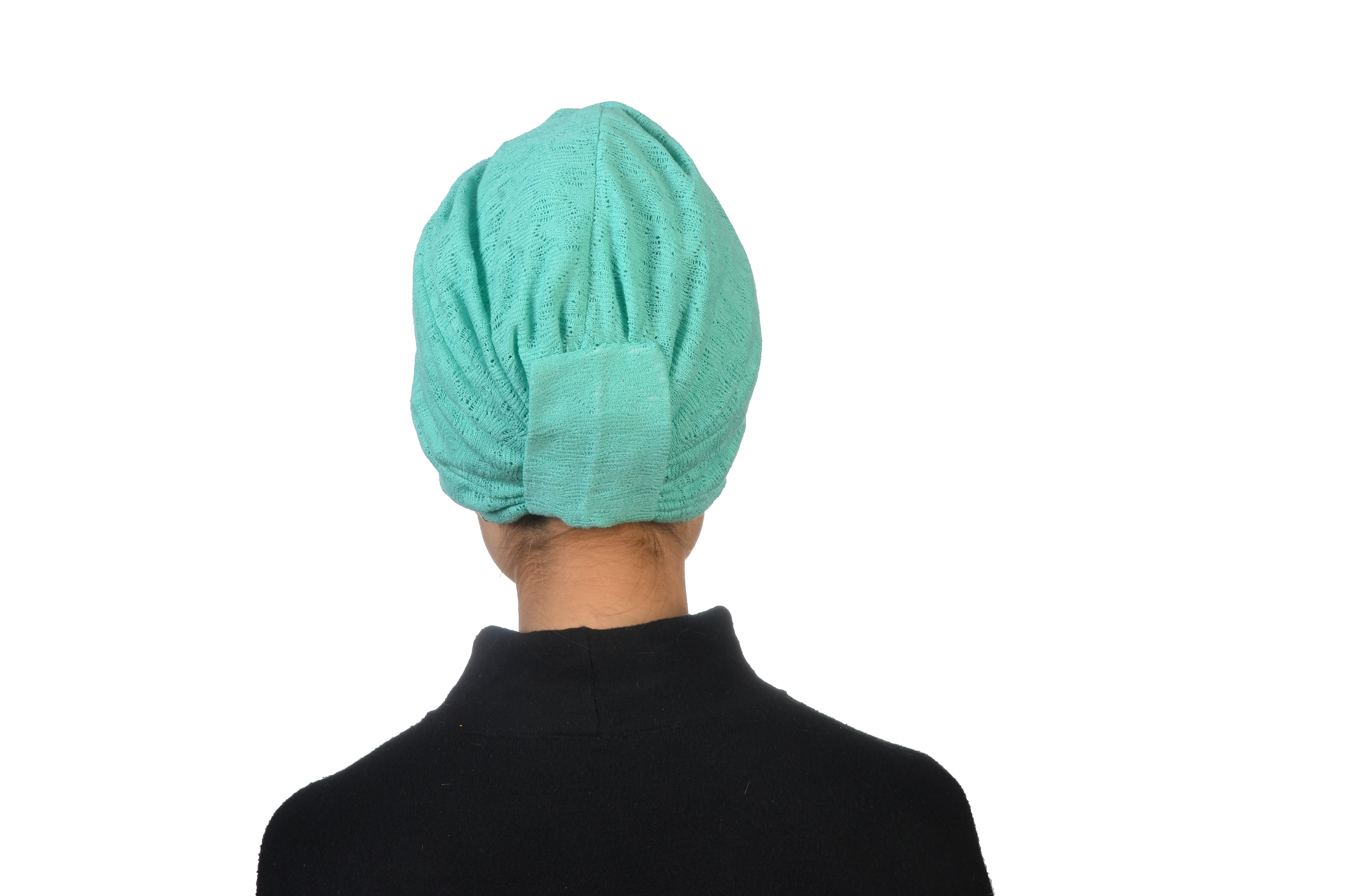 Twisted Knitty Mint Su Yeşili Renkli Esnek Örme Triko Kumaş El Yapımı Şık Bone