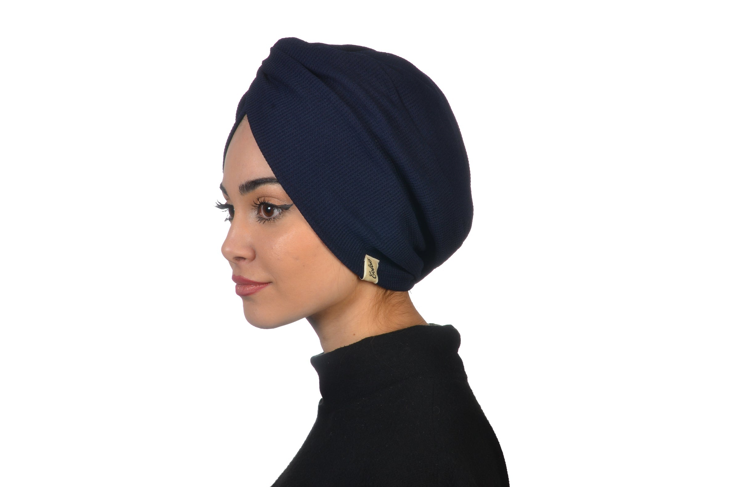 Twisted Comfy Navy Lacivert Renkli Esnek Triko/Örme Kumaş El Yapımı Bone