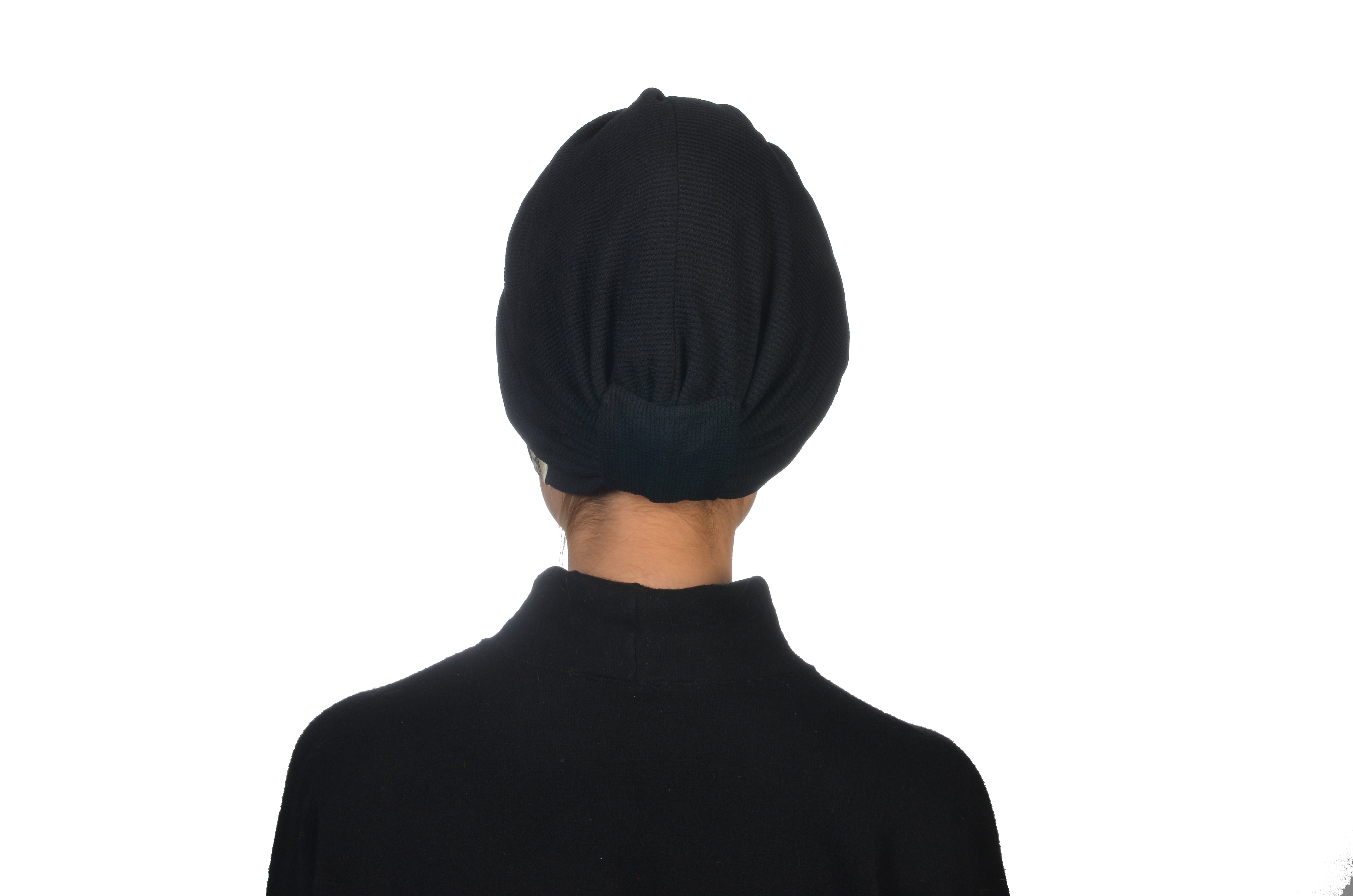 Twisted Comfy Black Siyah Renk Esnek Örme Kumaş el Yapımı Şık Bone