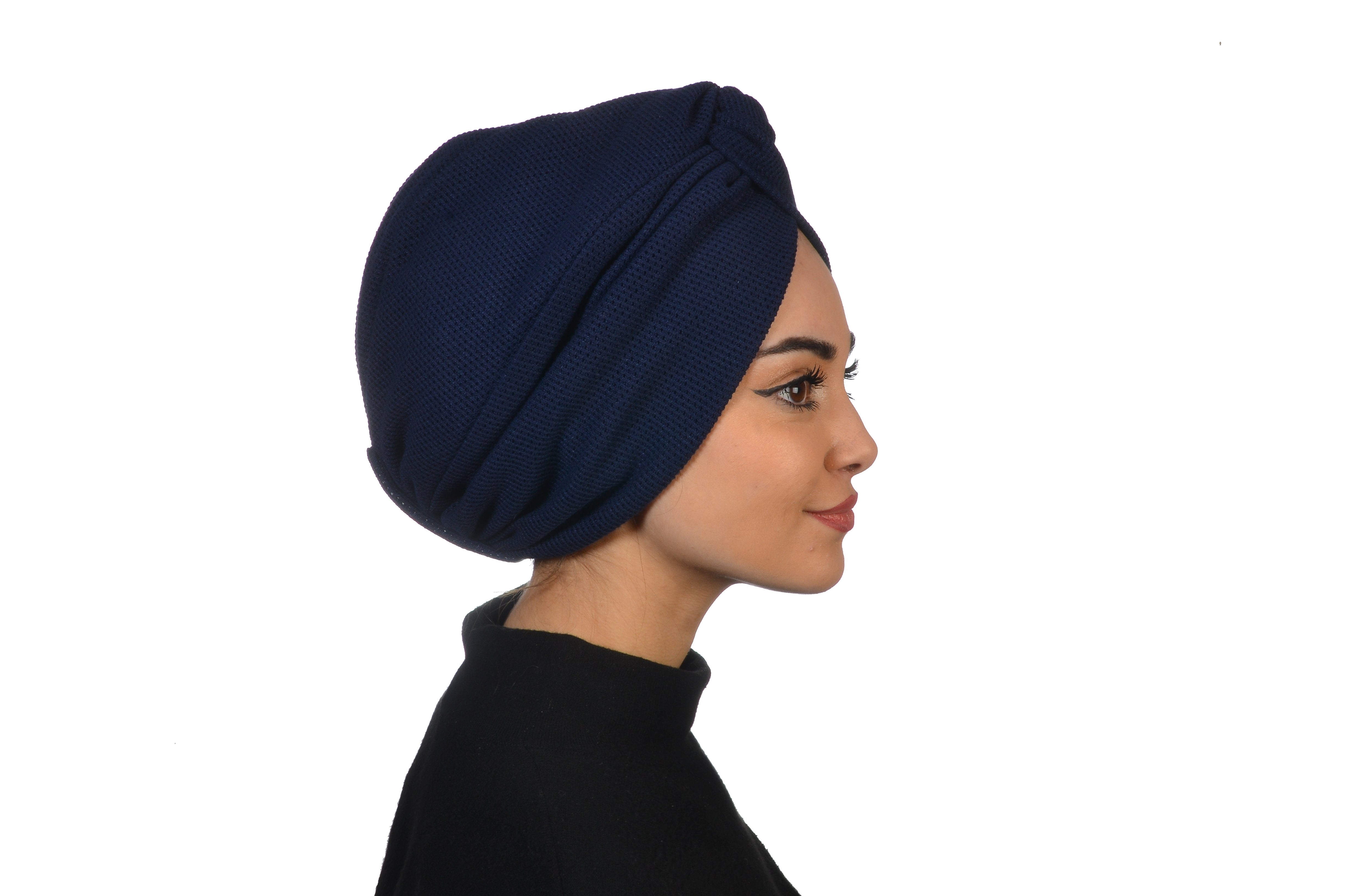 Twisted Beignet Navy Blue Lacivert Esnek Triko kumaş El Yapımı Şık Bone
