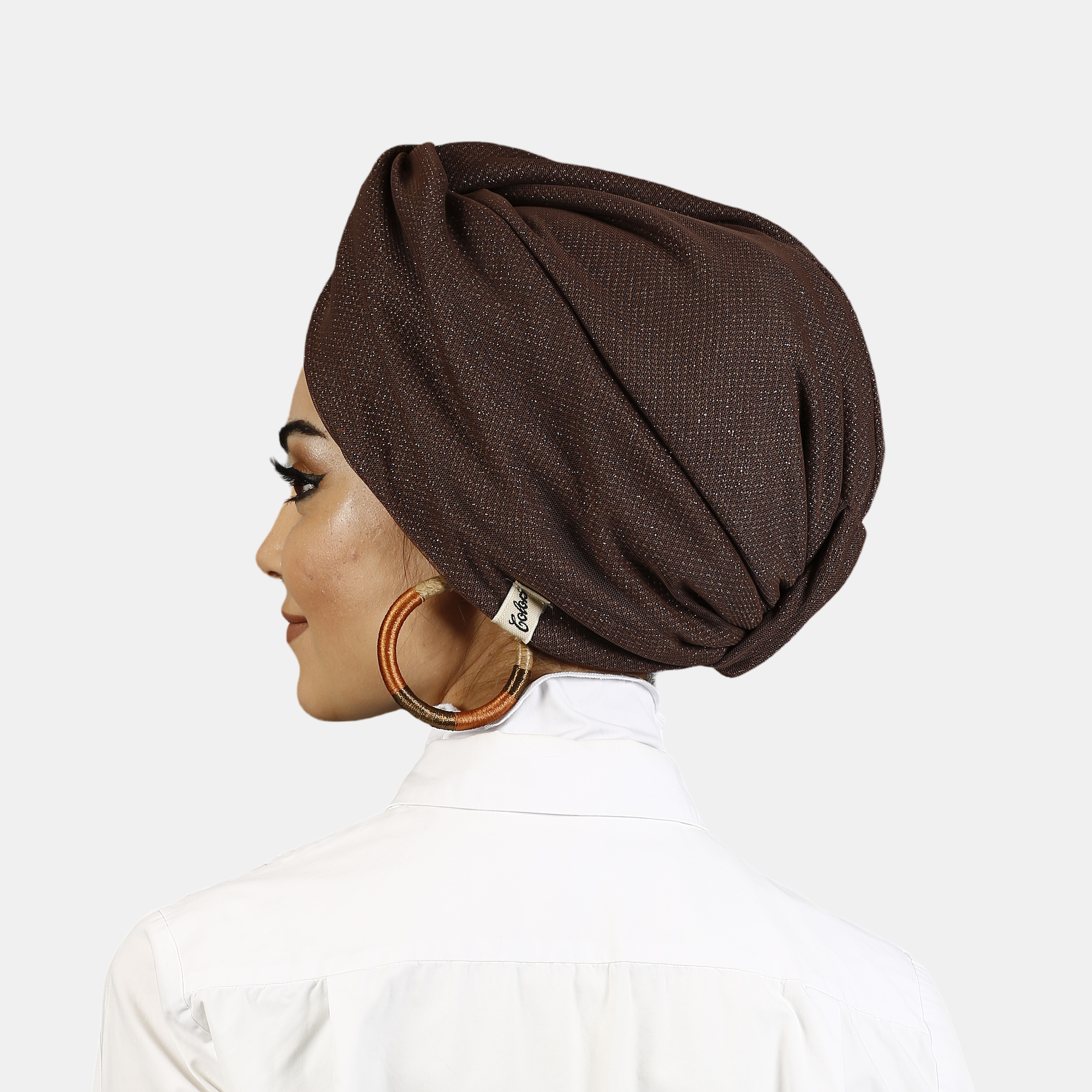 Twisted Honeycomb Tulle Brown Kahverengi Tüllü Esnek Örme Kumaş El Yapımı Şık Bone