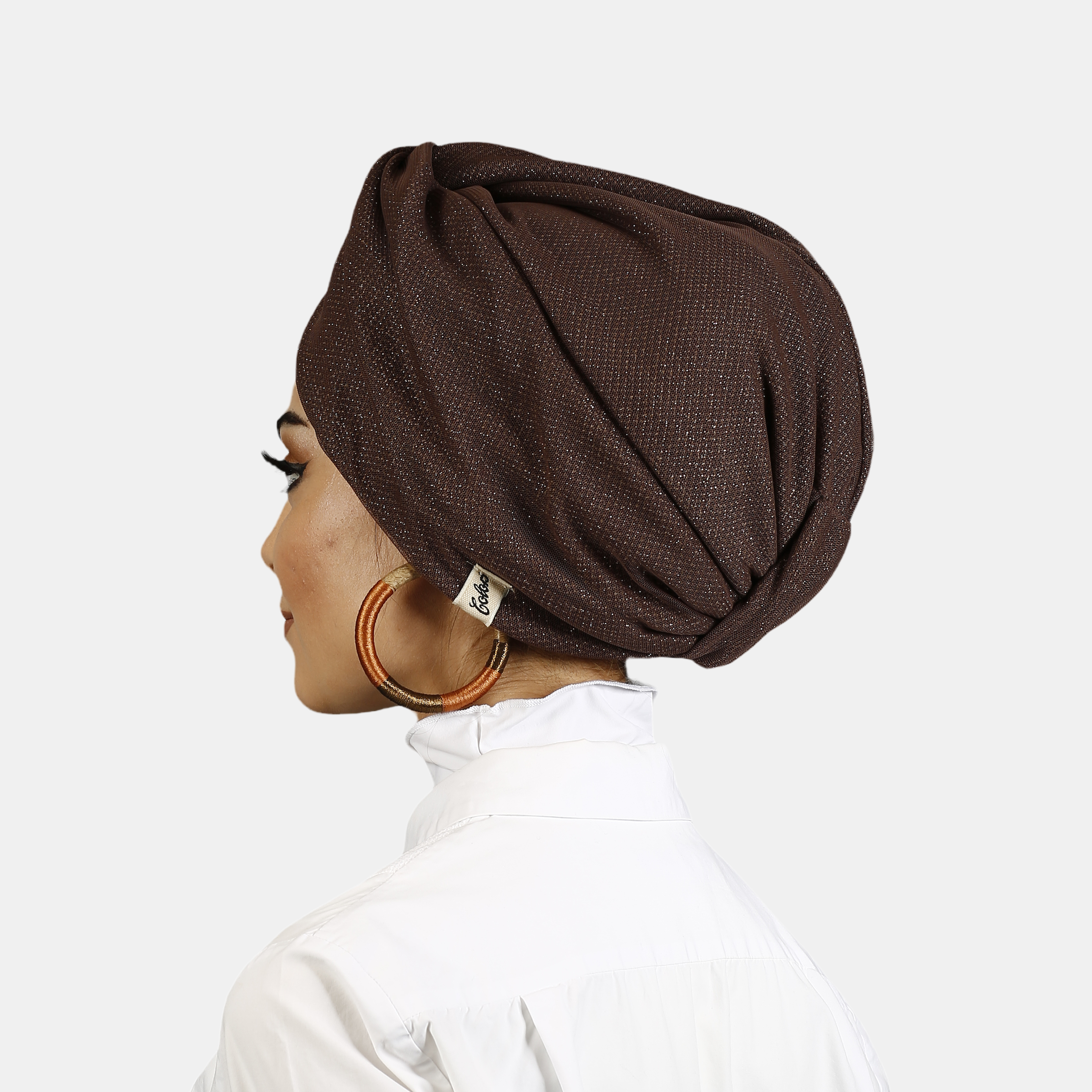 Twisted Honeycomb Tulle Brown Kahverengi Tüllü Esnek Örme Kumaş El Yapımı Şık Bone